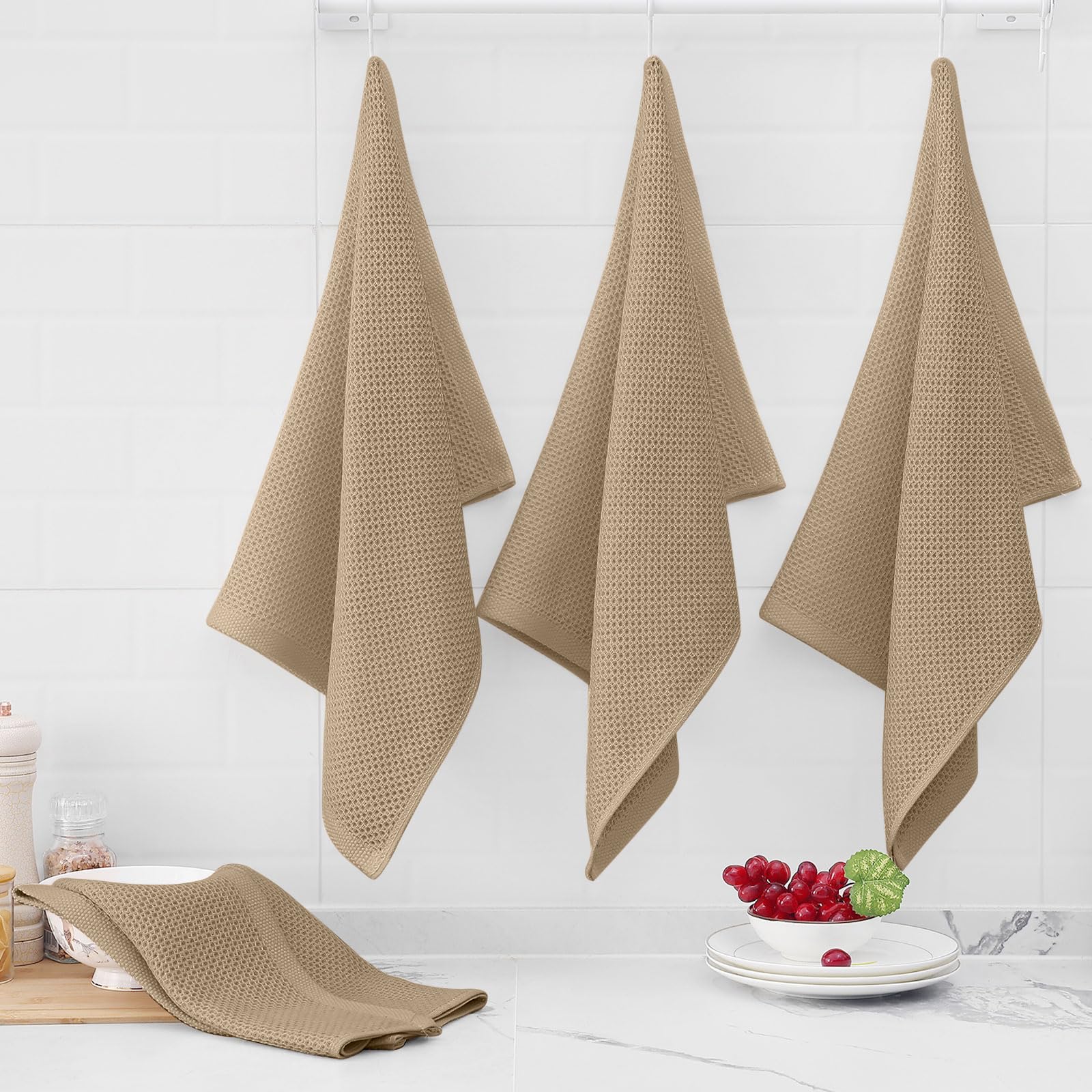 100% Cotton Oversized Waffle Weave Kitchen Towels 6 (6 Count)