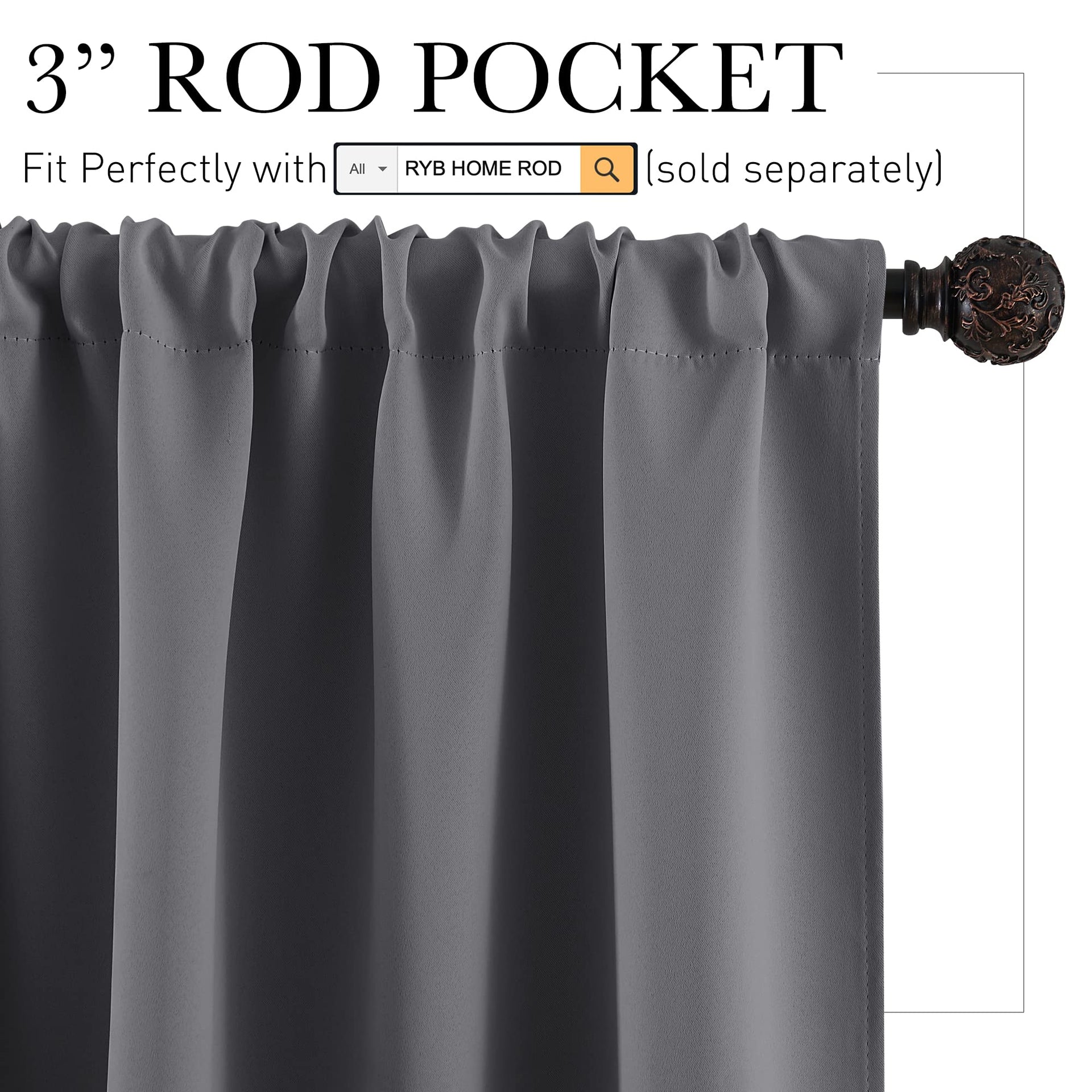 Blackout Curtains for Bedroom Living Room Nursery 72 inches Long