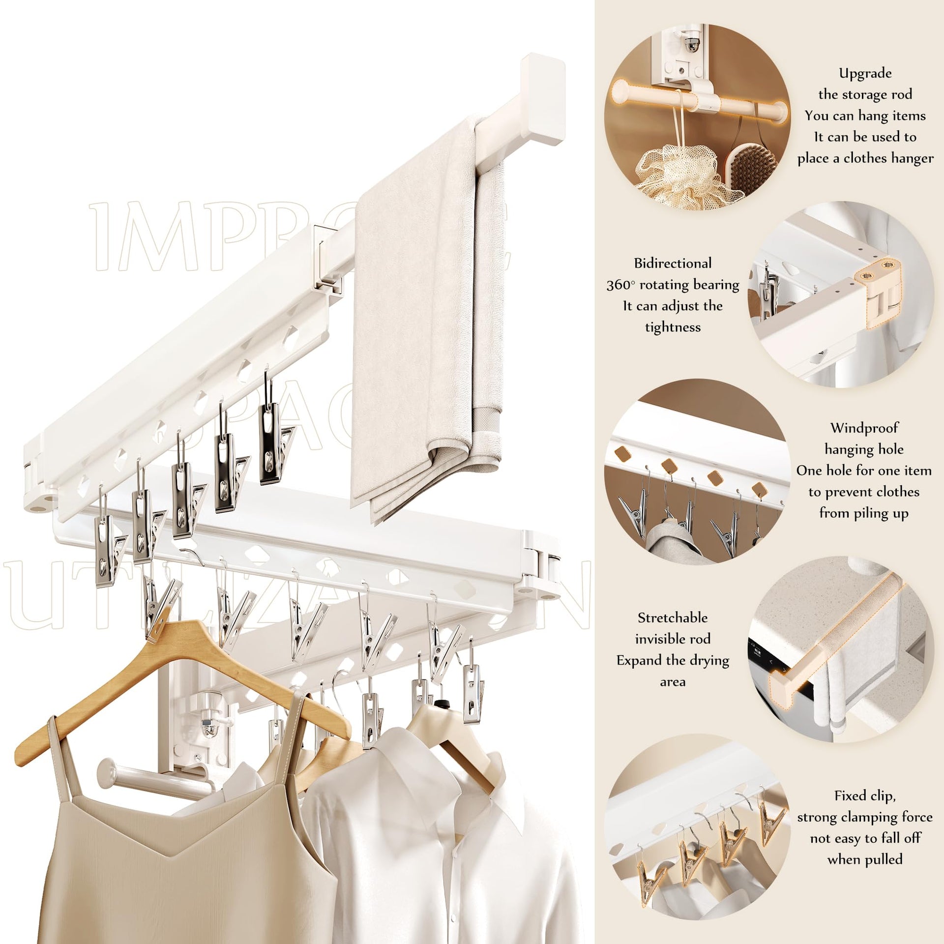 Wall Mounted Collapsible Clothes Drying Rack