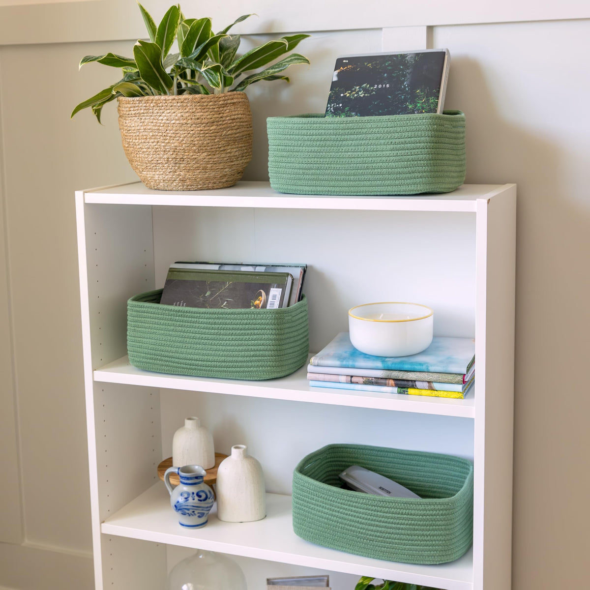 13.5”x8.5”x5.5” Rectangle Storage Baskets for Shelves 3 Pack (3 Count)
