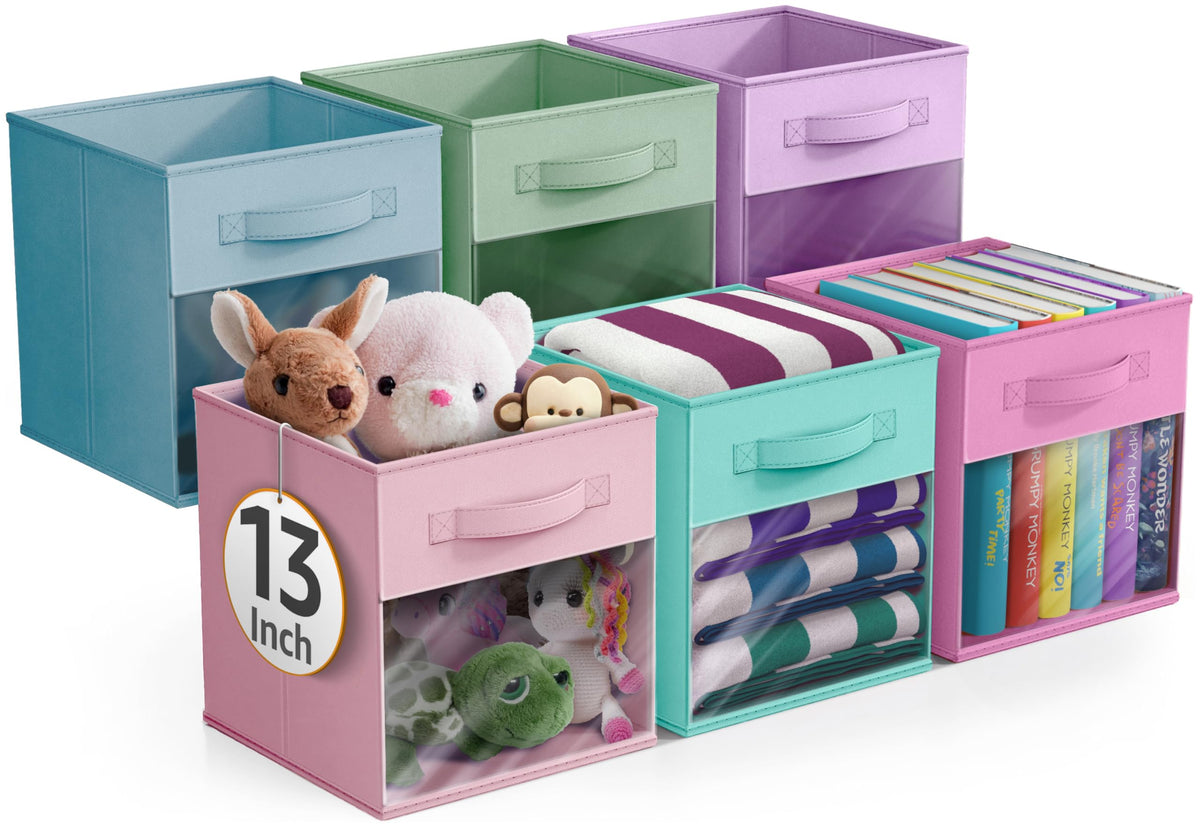 13 Inch Storage Bins with Clear Window (6 Count)