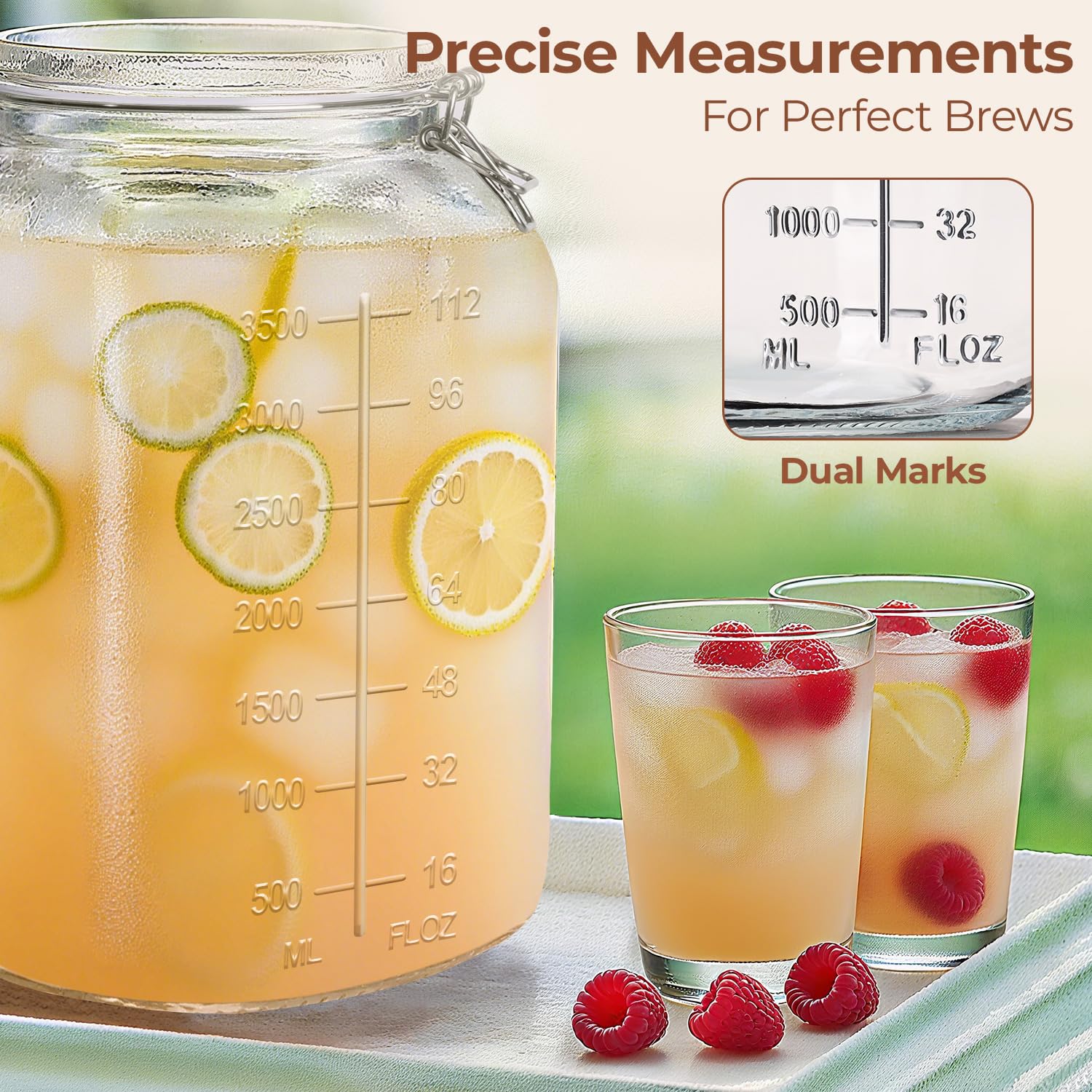 Large Square Glass Jars with Airtight Lid 1 Gallon 2 Pack Wide Mouth (2 Count)