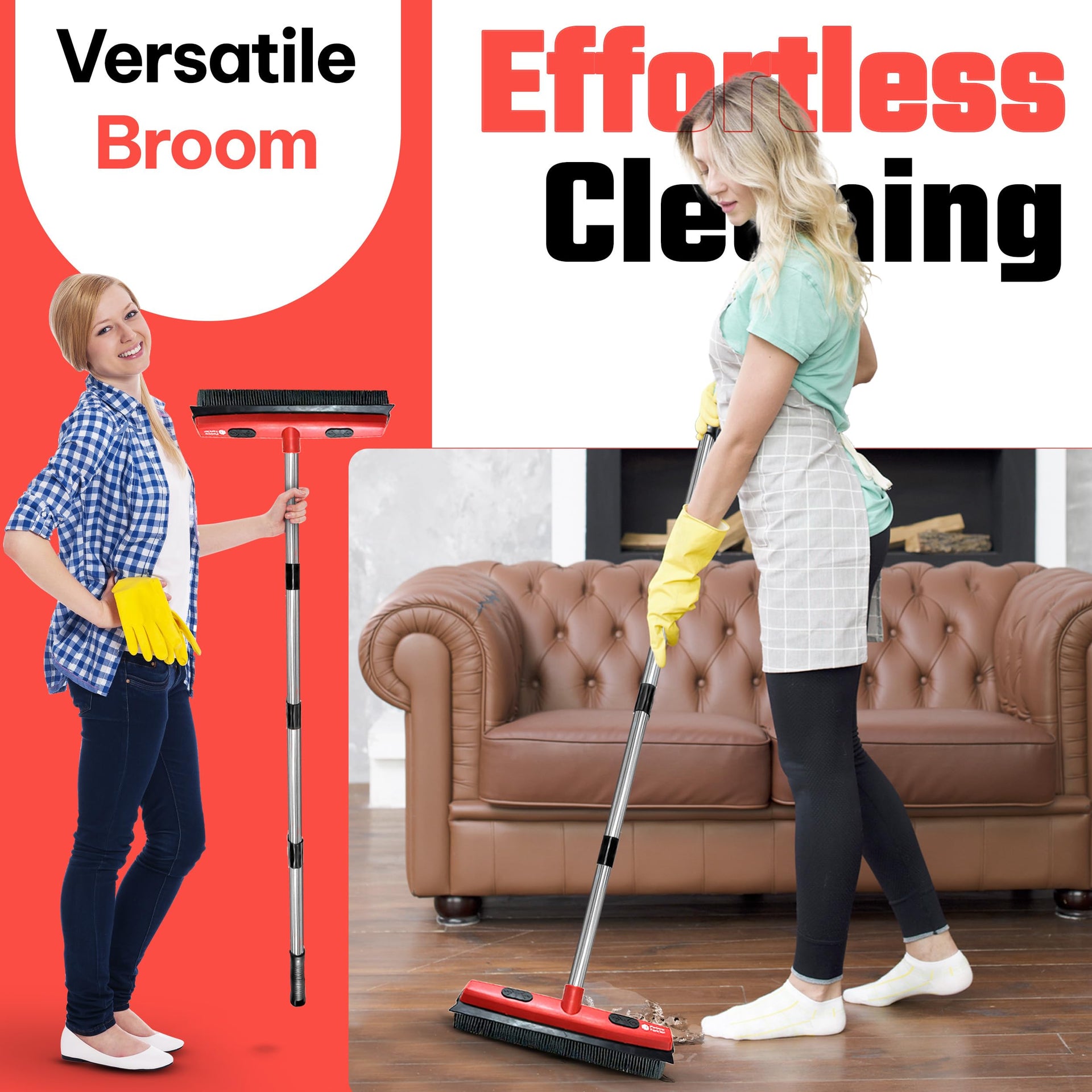 Hybrid Dog Pet Hair Removal Broom with Squeegee