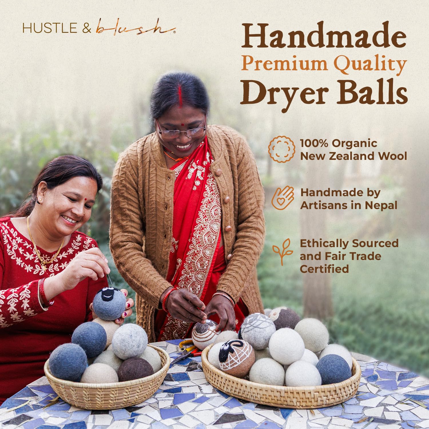 Fluff Ewes Wool Dryer Balls 6 Pack (6 Count)