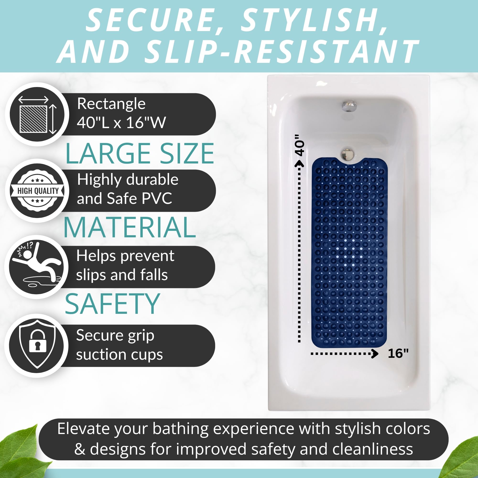 Bath Mat Large Non Slip Bathtub & Shower Mat