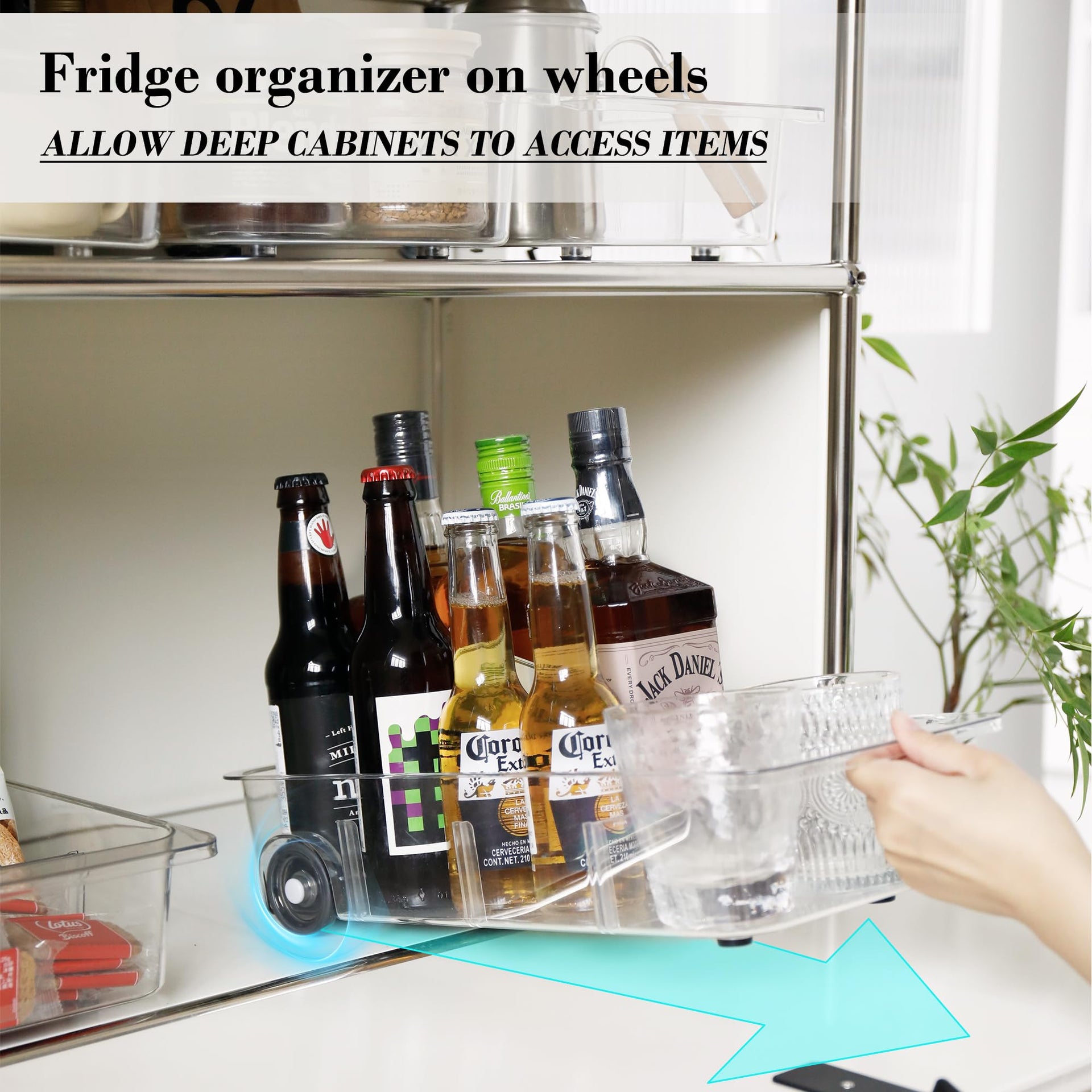 Fridge Organizer and Storage Drawer Rolling Refrigerator Bins (3 Count)