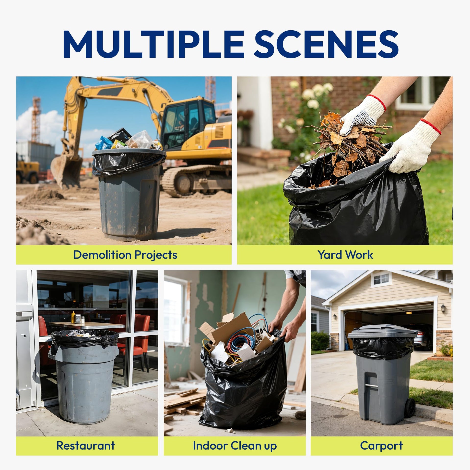 Heavy Duty Contractor Trash Bags 55 Gallon 30 Count