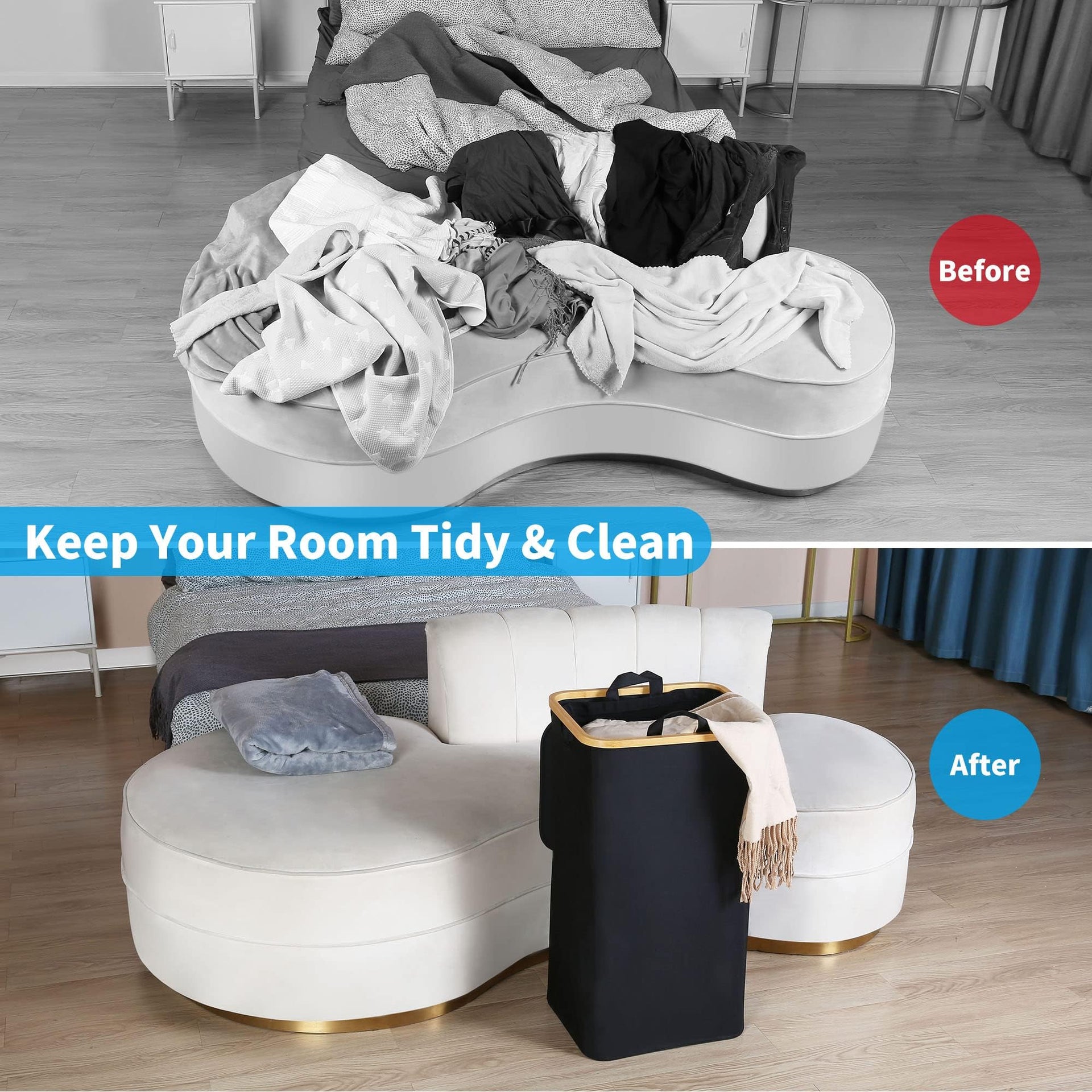 100L Laundry Basket with Lid and Net Bag