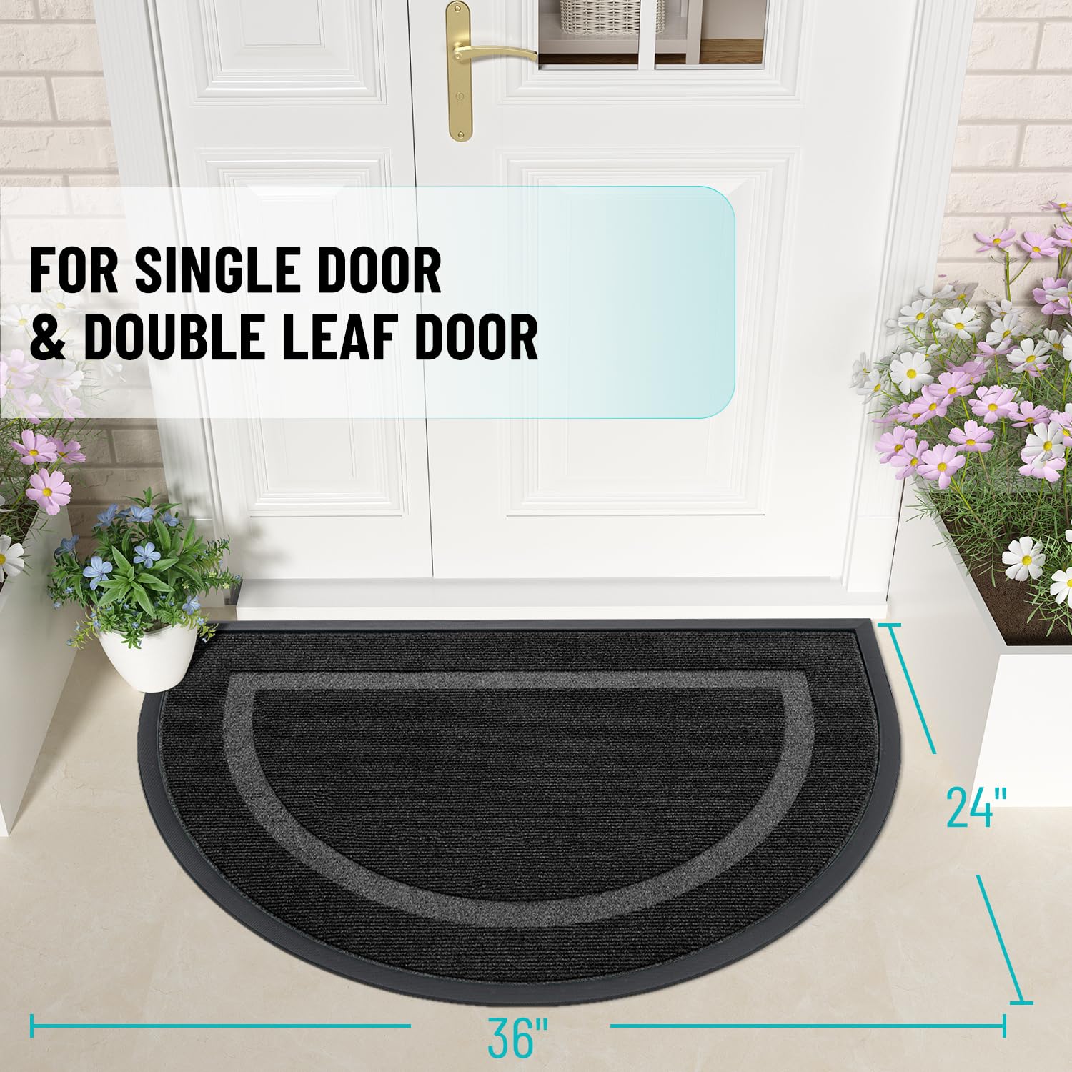 Half Circle Front Door Mat Outside 35x23 All