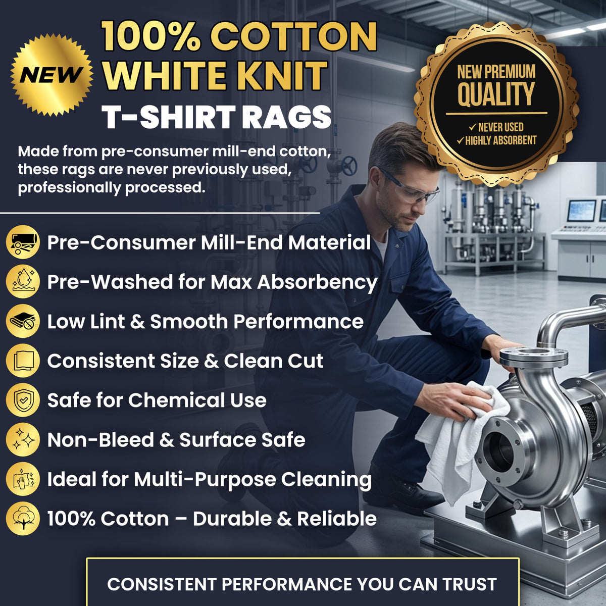 Premium New White Cotton Knit T (4000 Count)