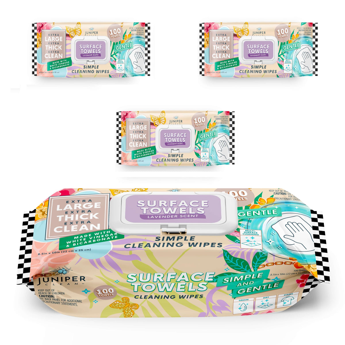 3 Packs Surface Cleaning Wipes Bleach Free (300 Count)