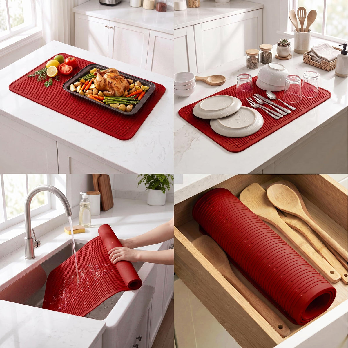 Silicone Dish Drying Mat for Multiple Usage