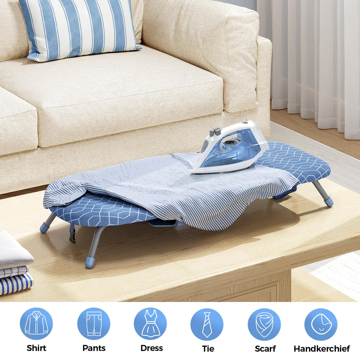 Small Ironing Board with Iron Holder Compact Tabletop Iron Board
