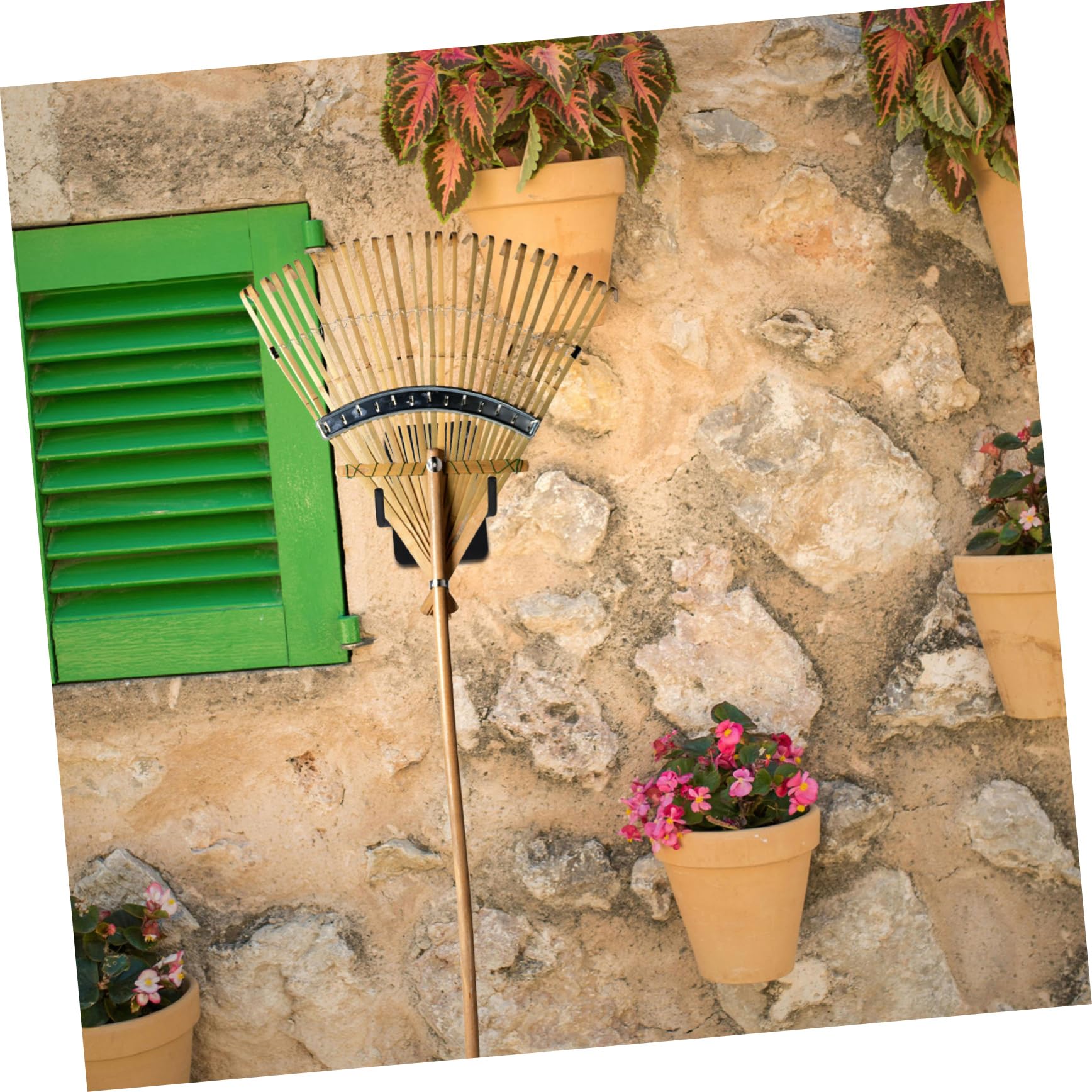 Wall Mount Broom Holder Garden Tool Organizer for Rakes Mops Hoses More Stylish Storage Rack with Screw for Indoor Outdoor Use