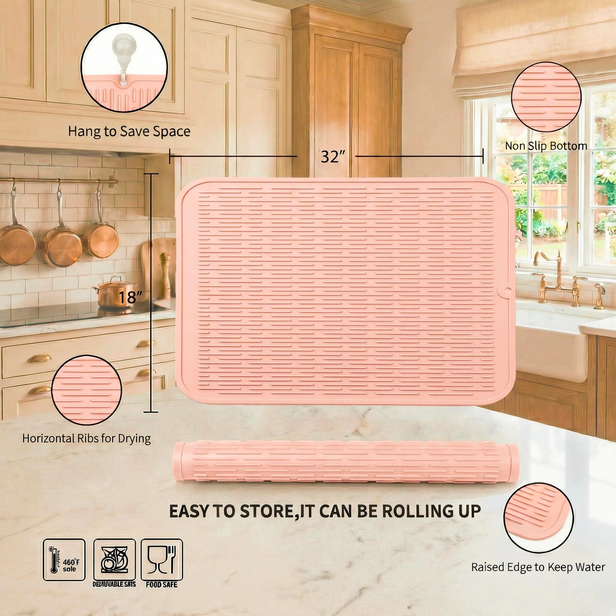 Silicone Dish Drying Mat for Multiple Usage