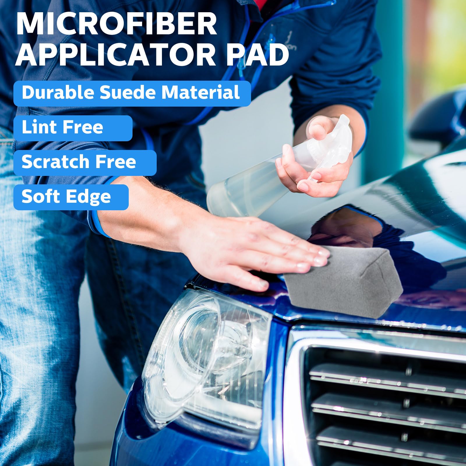 18 Pack Microfiber Applicator Pads Suede Car Detailing Sponge Ceramic Coating Applicator Pads Coating Sponge for Cars Graphene Metal Plastic Trim Ceramic Spray Applying Wax (18 Count)