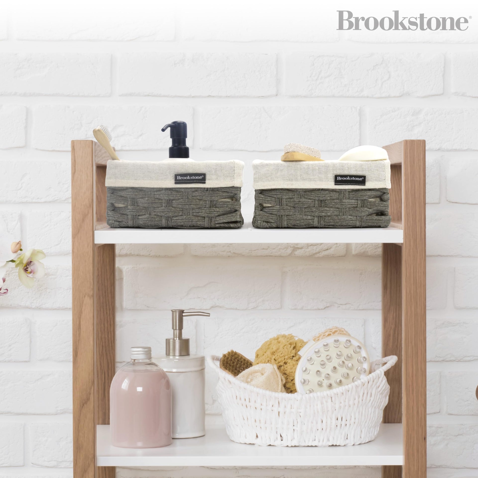 Wicker Shelf Storage Basket Decorative Shelf Bin (3 Count)