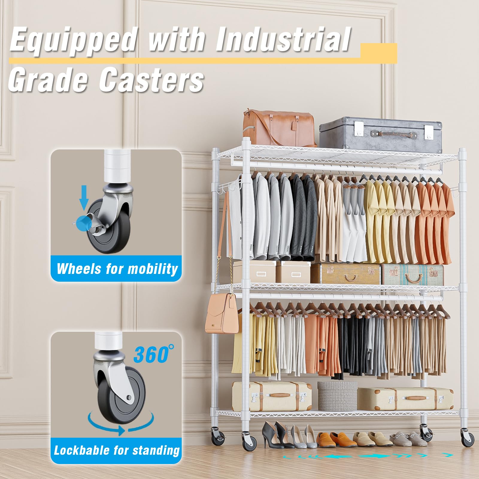 3 Tier Garment Rack with Wheels