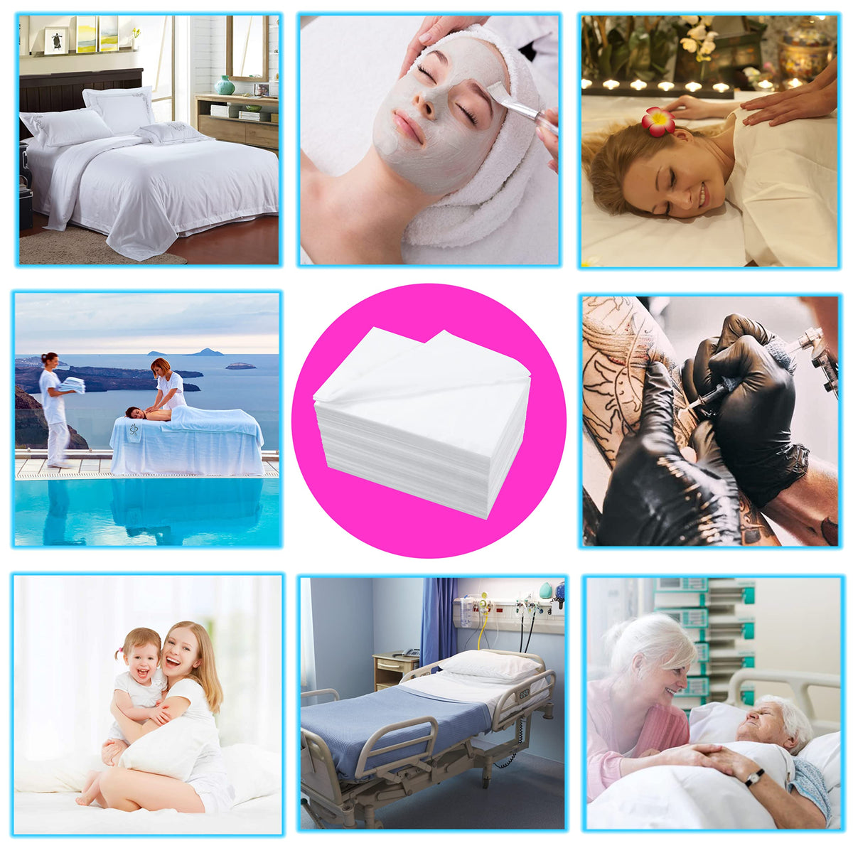 Disposable Bed Sheets 100 Pcs 31" x 71" Massage Table Sheets Non Woven Fabric SPA Bed Cover Breathable for Massage Beauty Tattoos (100 Count)