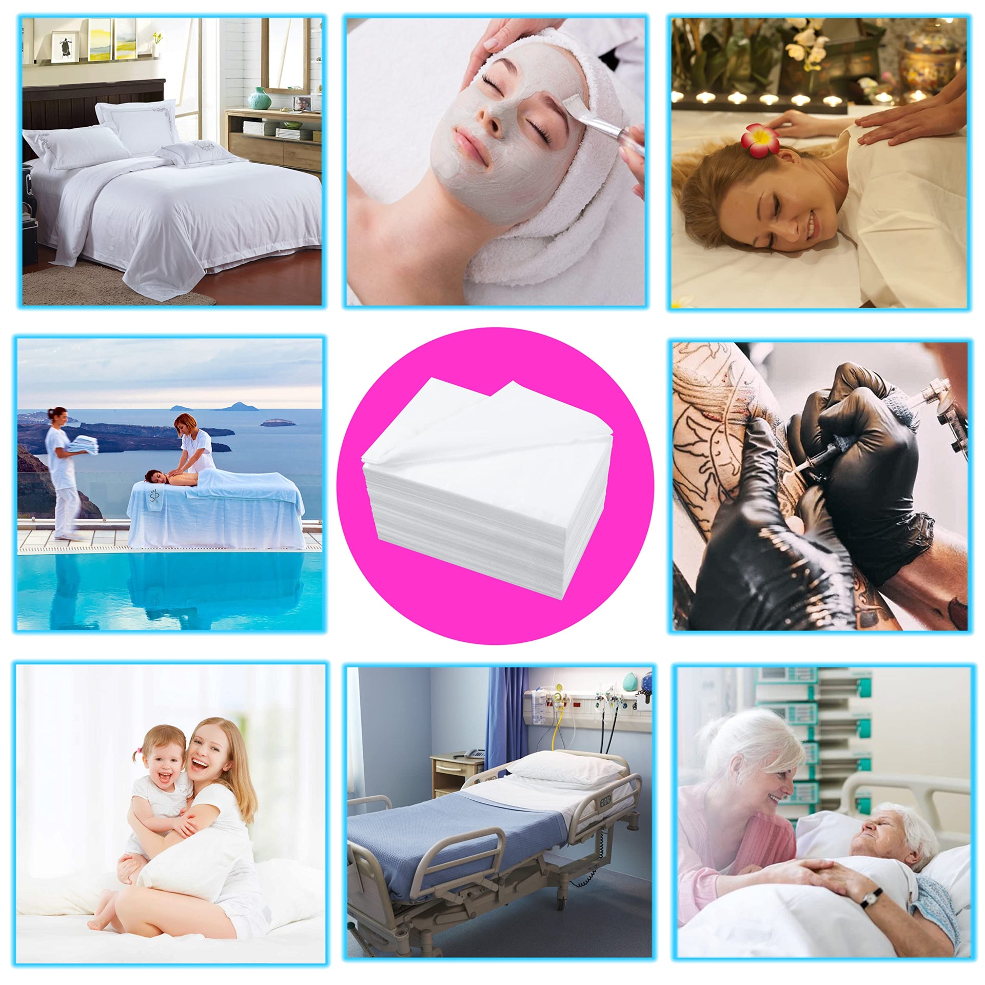 200 Pcs Disposable Bed Sheets 31" x 71" Massage Table Sheets Non Woven Fabric SPA Bed Cover Breathable for Massage Beauty Tattoos (200 Count)