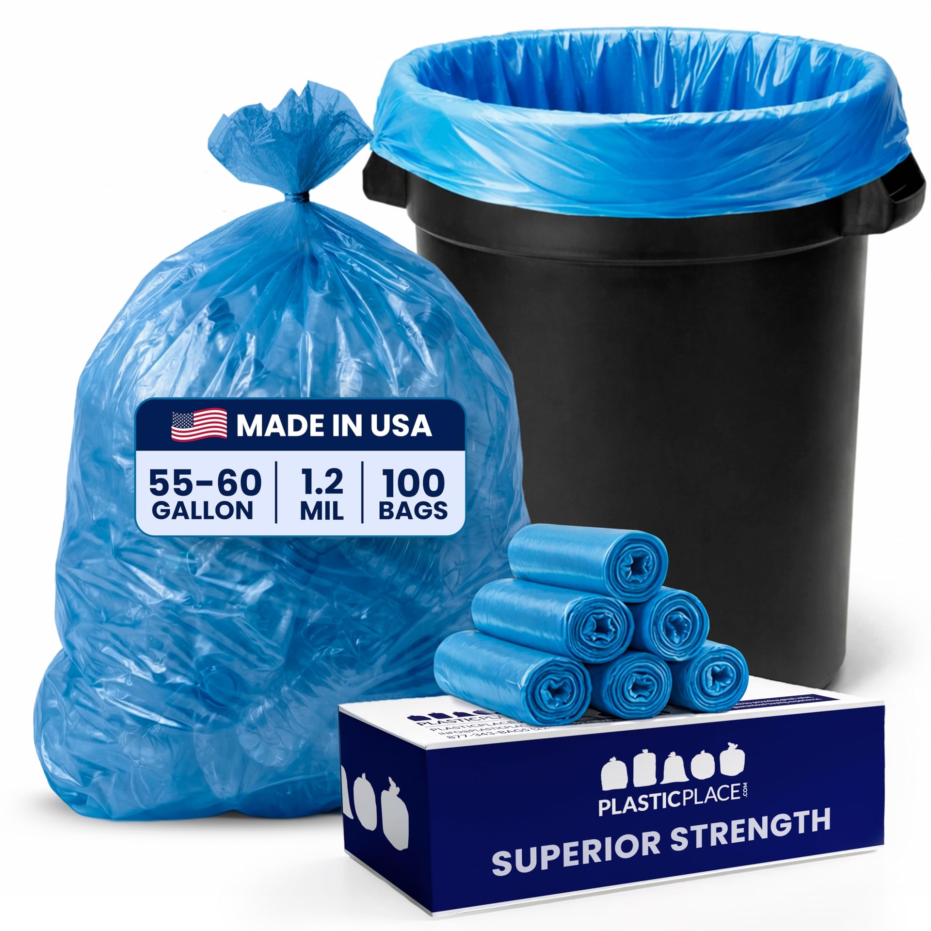 Blue Recyling Bags 38x55 55 Gallon 100 (100 Count)