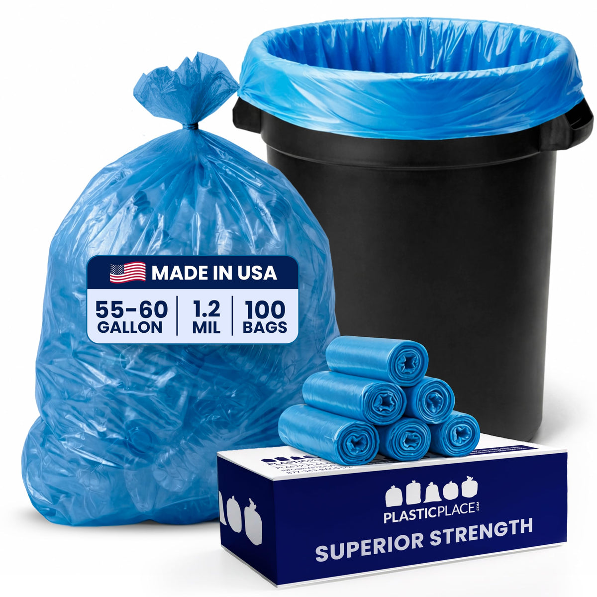 Blue Recyling Bags 38x55 55 Gallon 100 (100 Count)