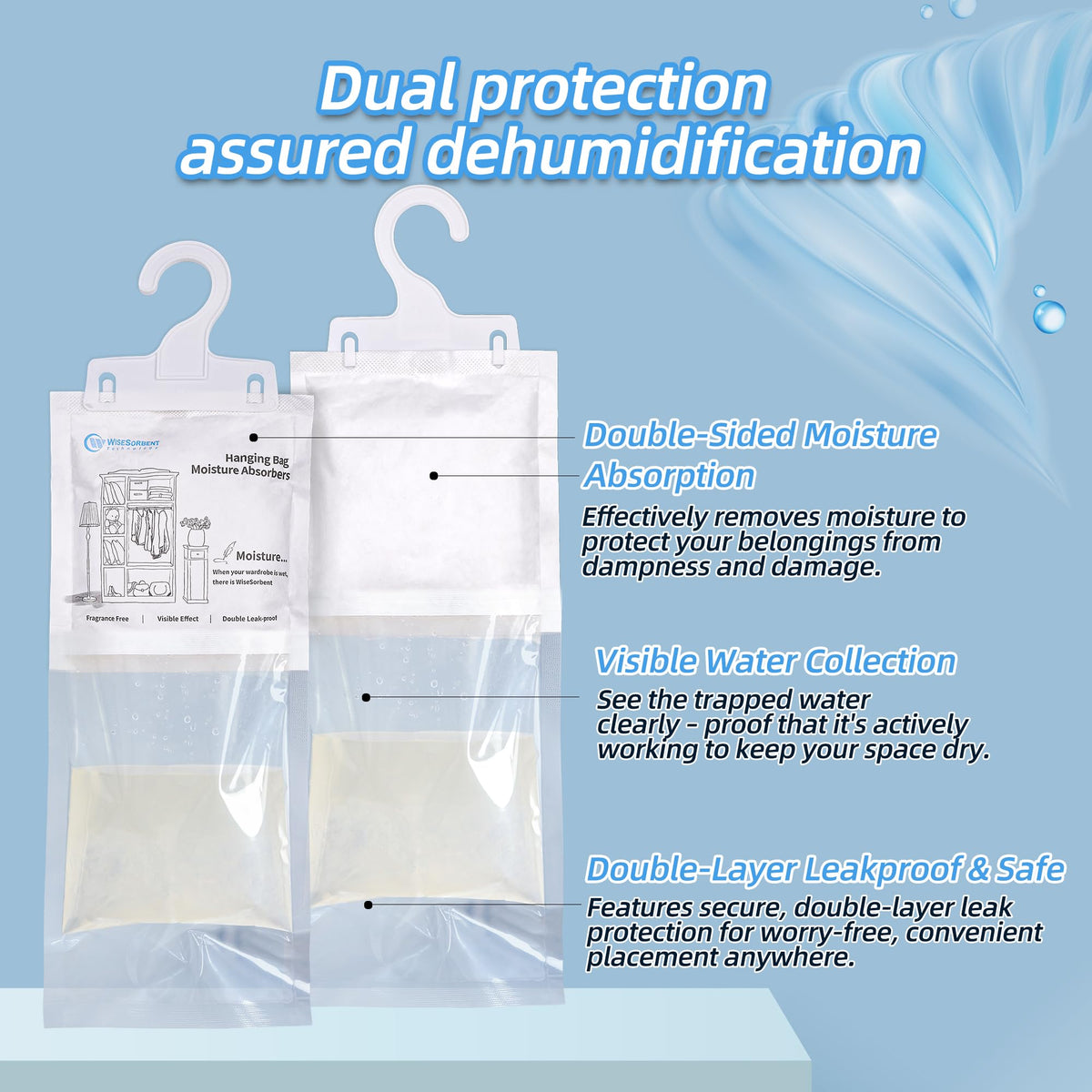 Moisture Absorber Hanging Bags 12 Pack (7.0548 Ounce)