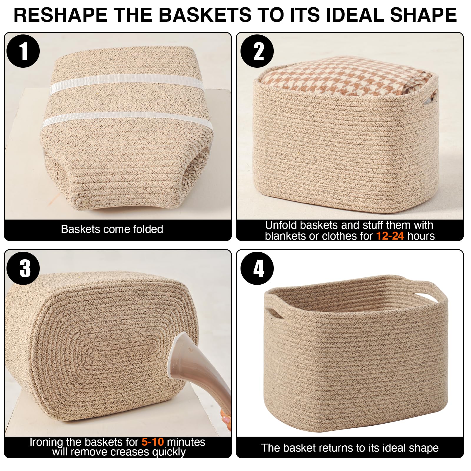 Decorative Storage Baskets for Organizing Shelves (3 Count)
