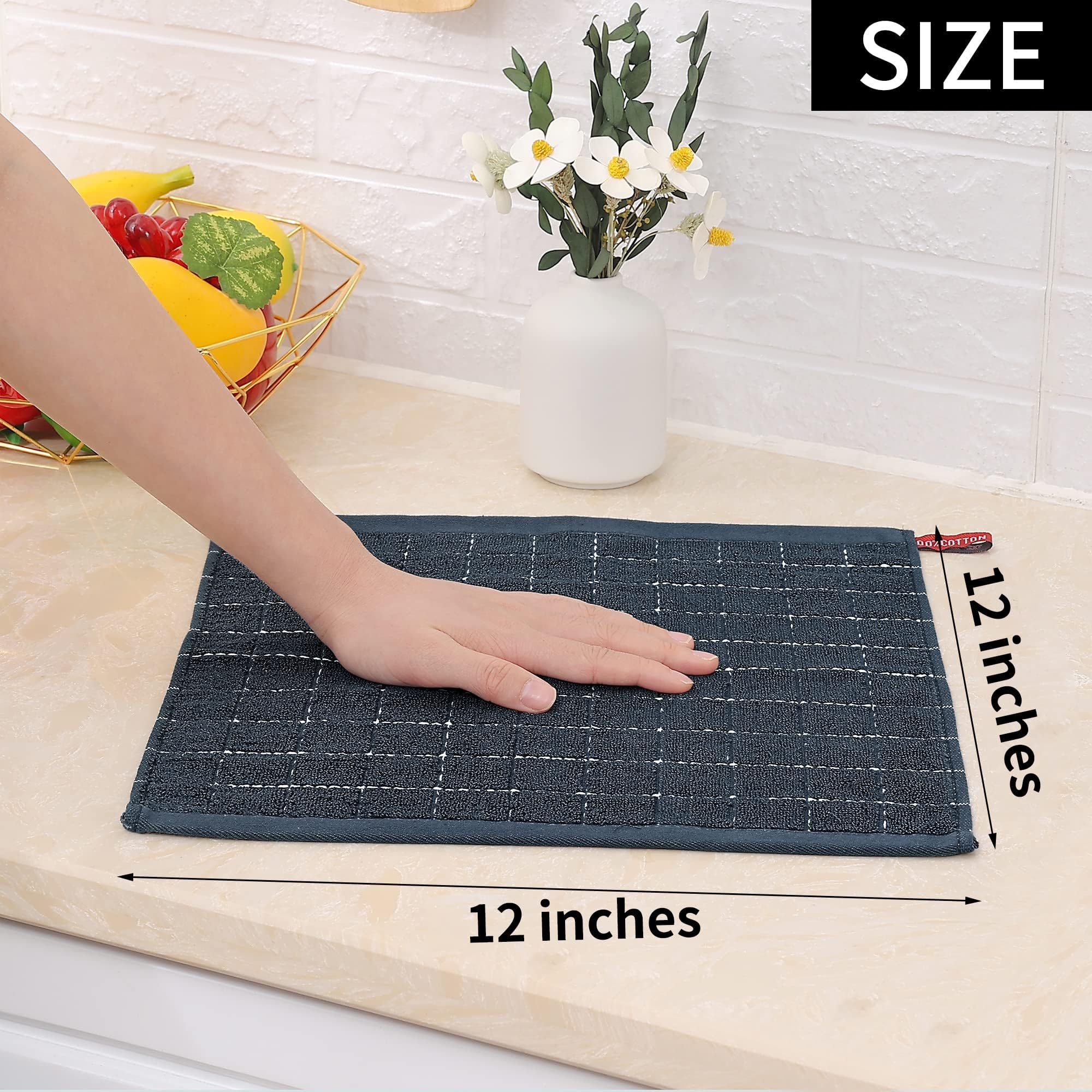 100% Cotton Terry Kitchen Dish Cloths (12 Count)