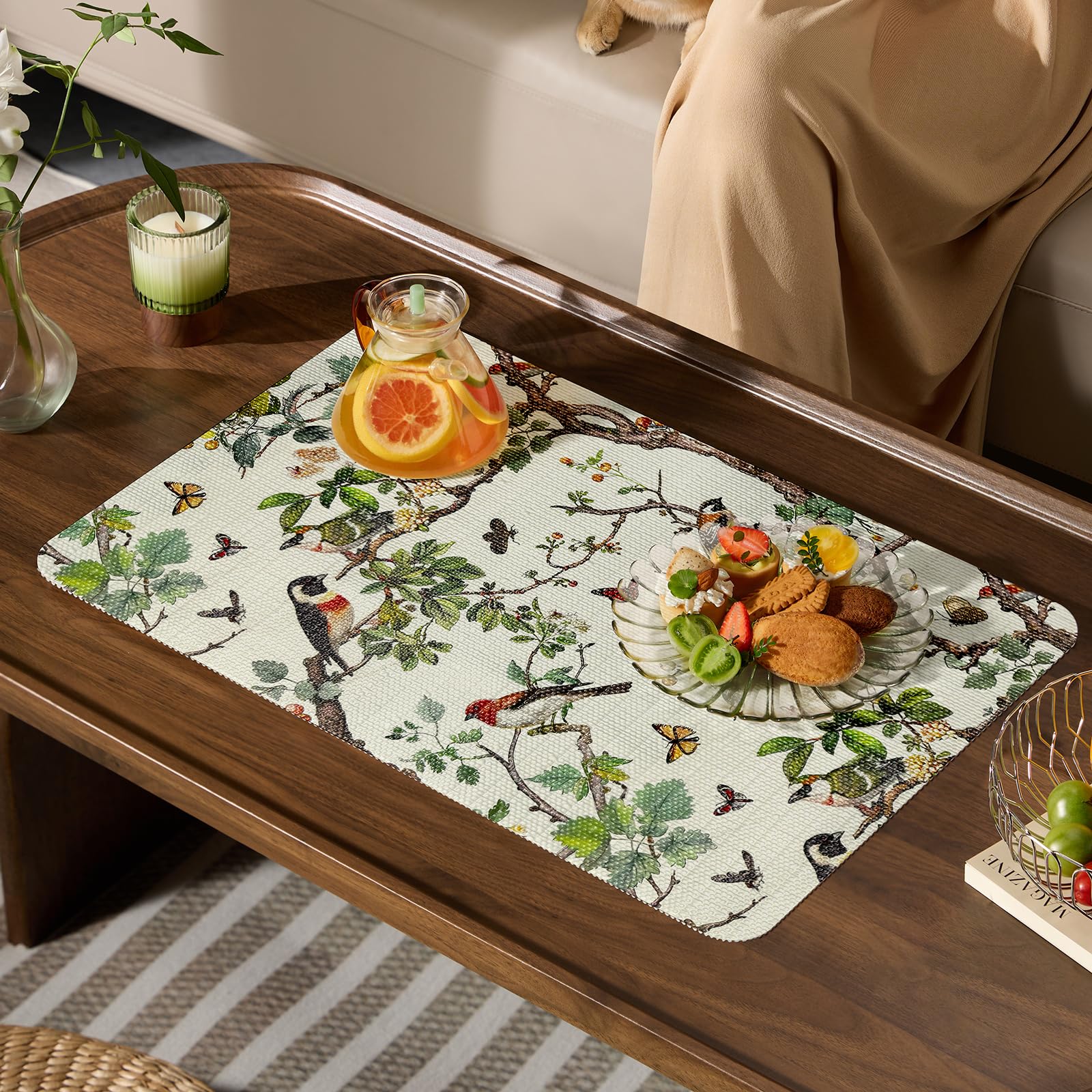 Non Adhesive Shelf Cabinet Liner Floral Drawer Liner 12In x 10FT (1391.08 sq inch)