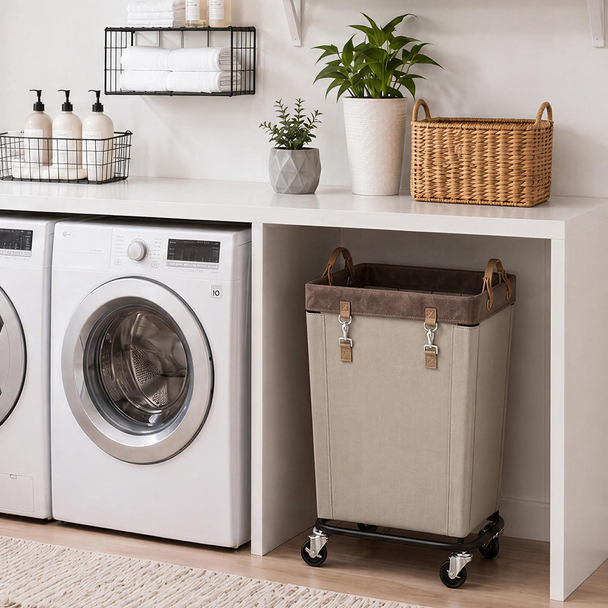 110L Laundry Basket with Wheels