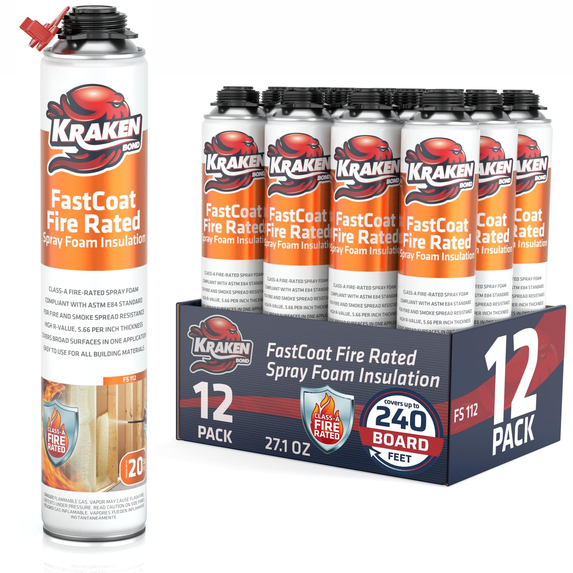 Fastcoat Fire Rated Spray Foam Insulation Kit Closed Cell in a Can 240 sq ft (12 Count)