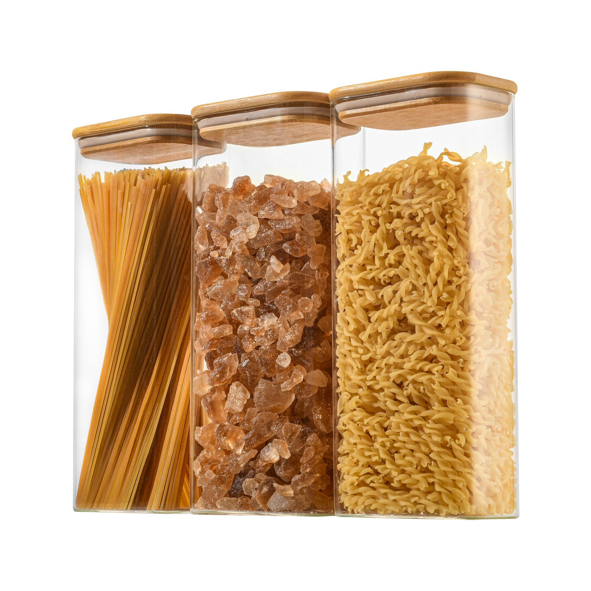 71oz Rectangle Airtight Glass Storage Containers with Bamboo Lids (3 Count)