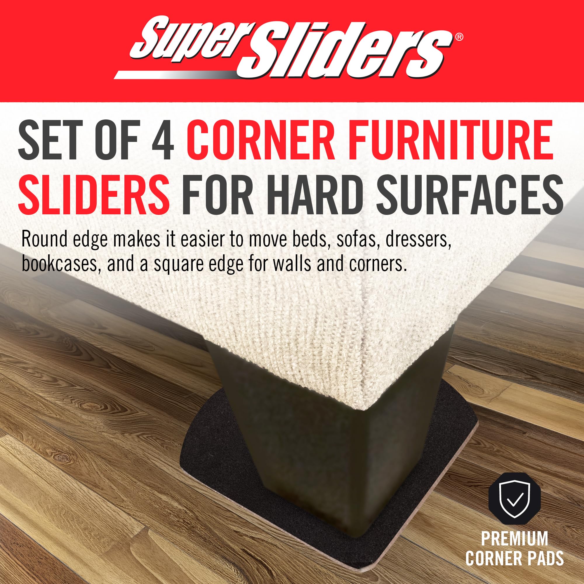 5" Slide & Hide Reusable Furniture Sliders for Hard Surfaces (4 Count)