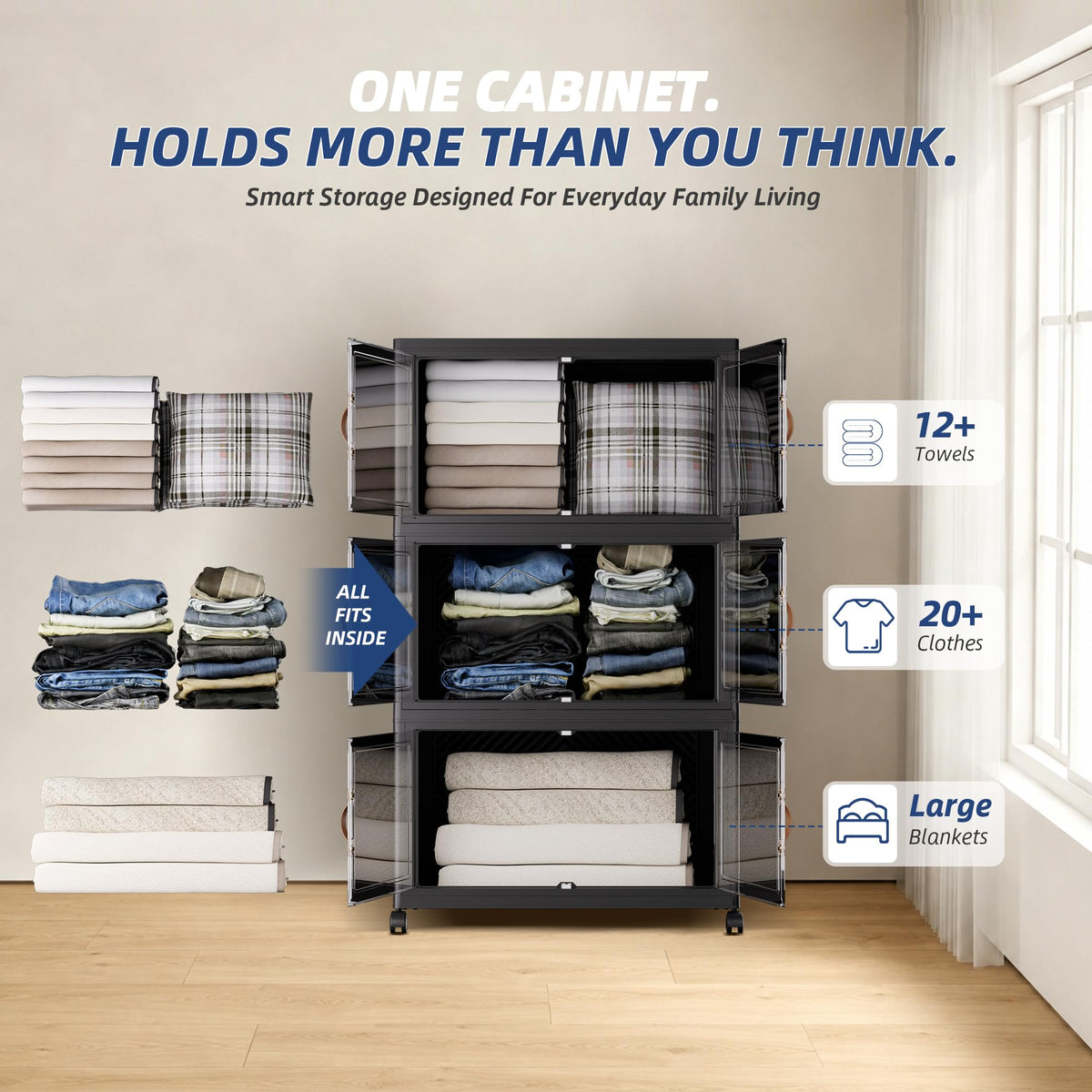 146QT 36Gal Stackable Storage Bins with a Lid