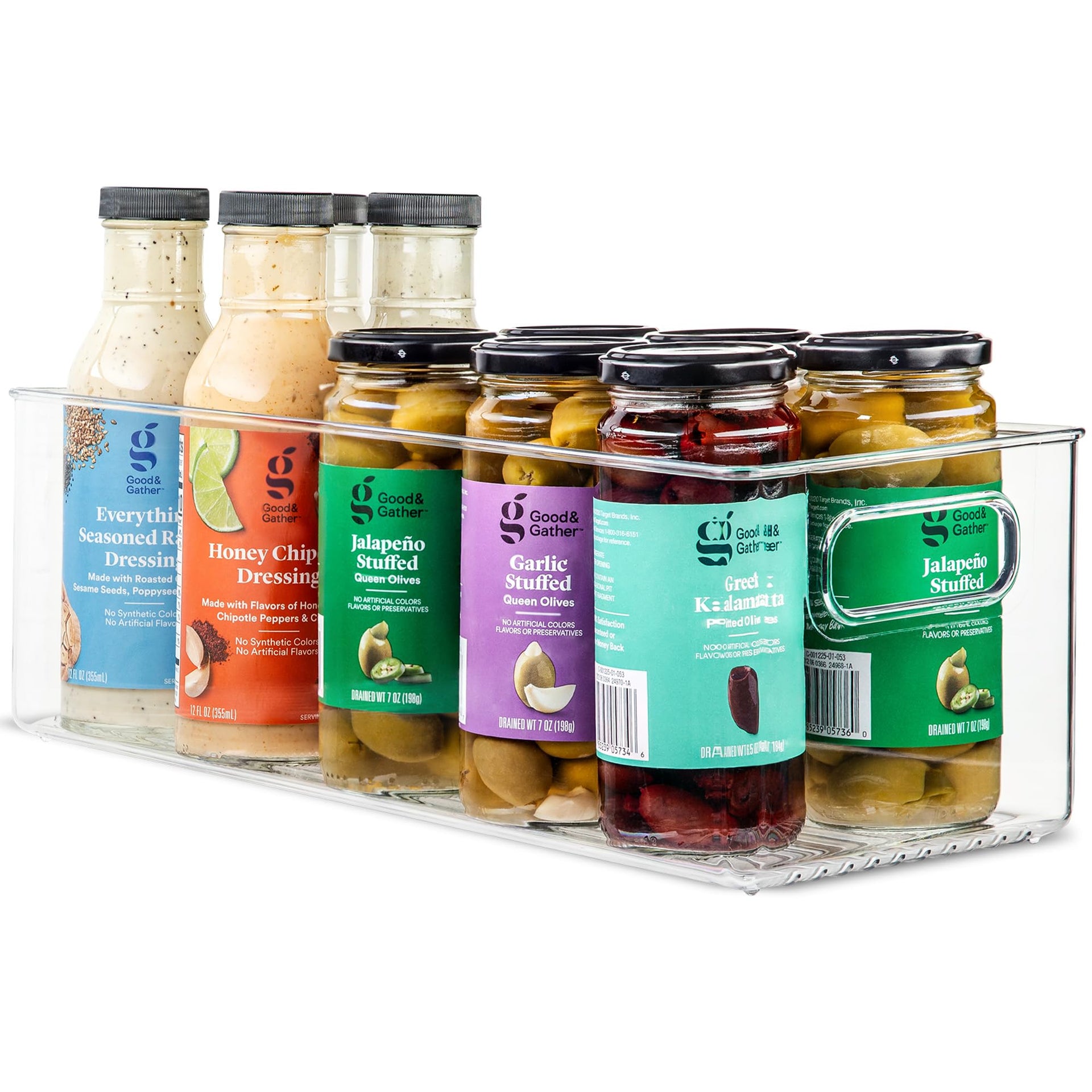 Plastic Food Storage Clear Container Bin with Handles for Organizing Kitchen