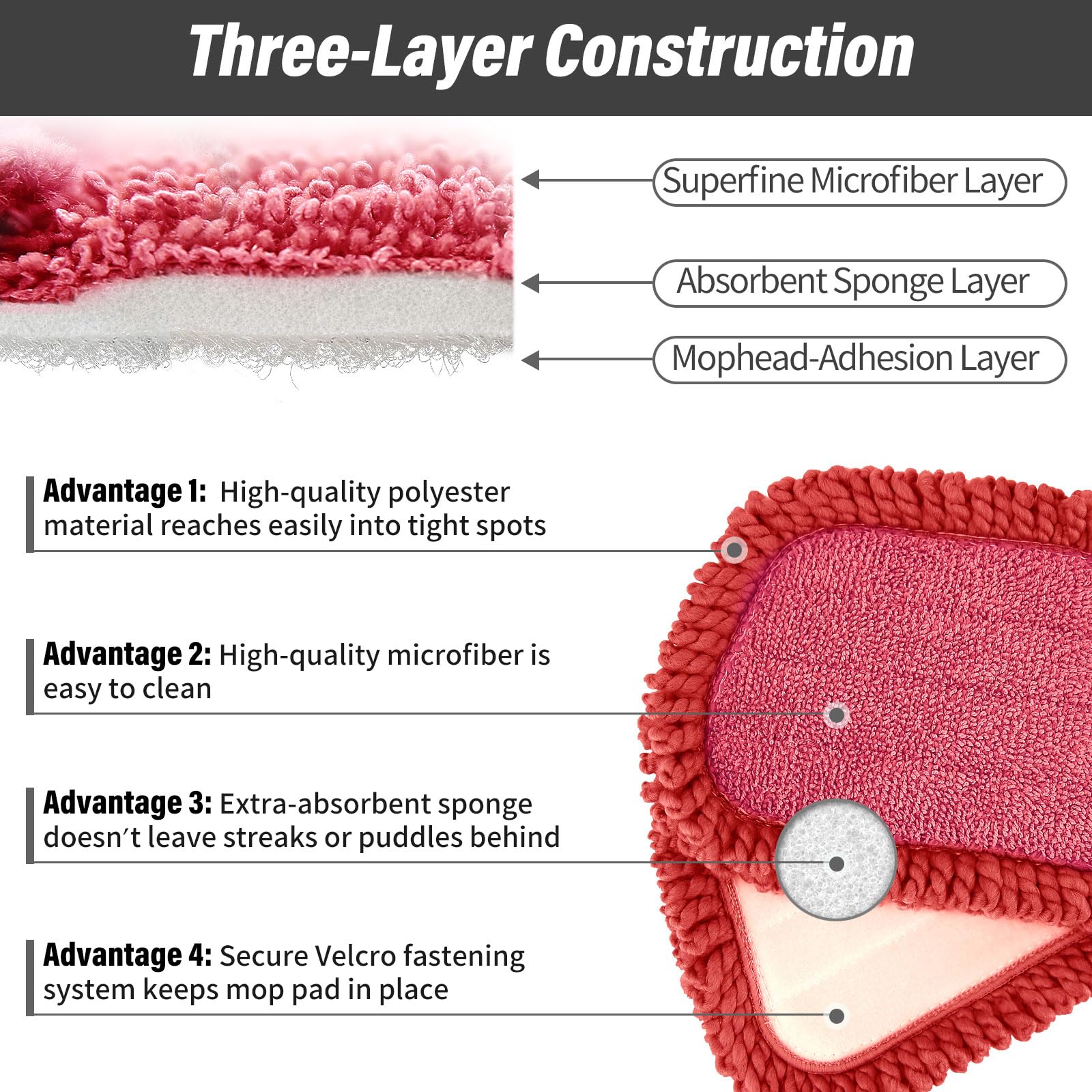 16.5" Microfiber Mop Pads Refills (3 Count)