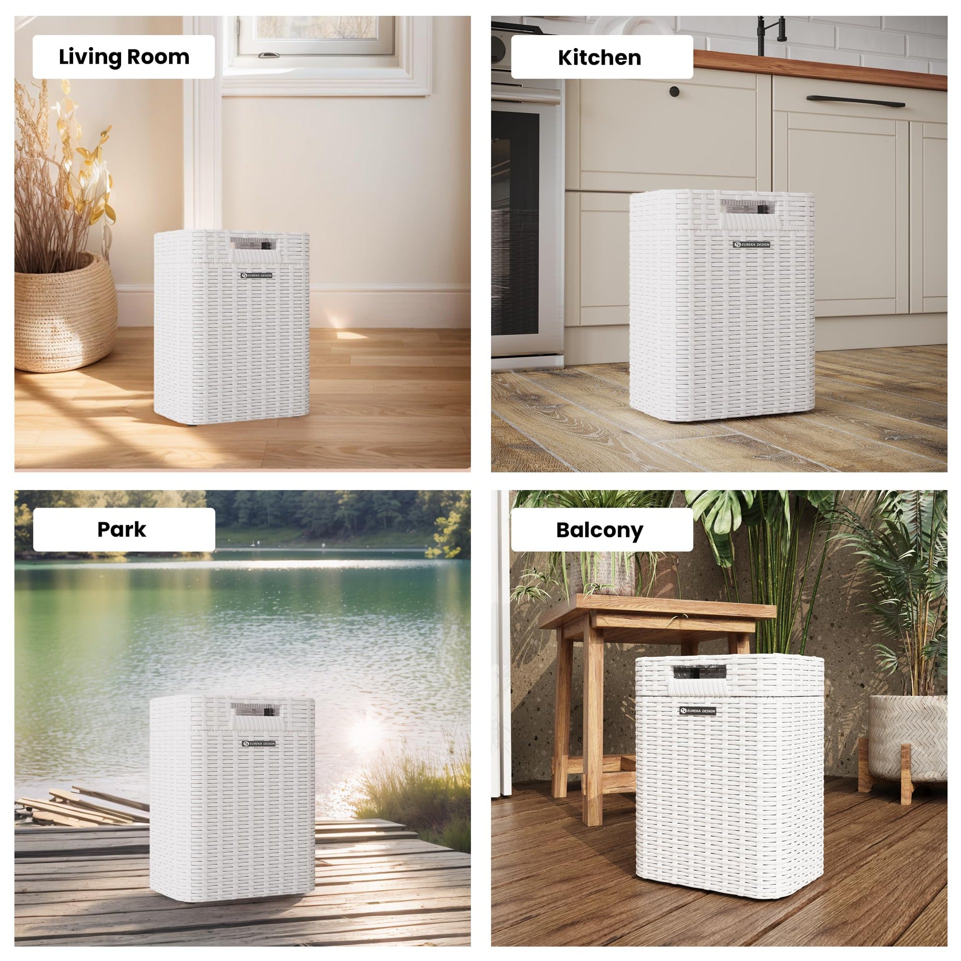 Ypati Handwoven 4 Gallon Rattan Trash Can with Lid