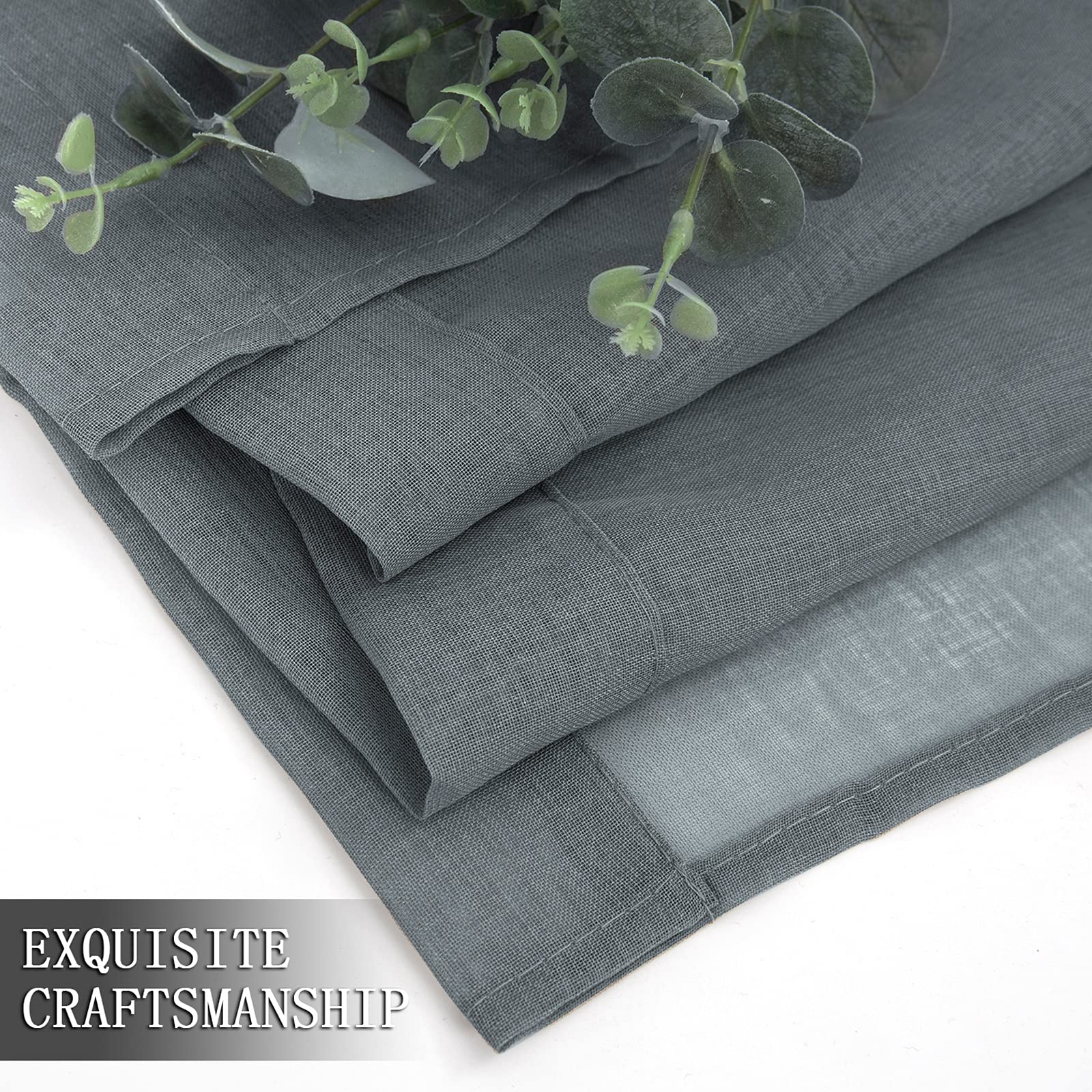 Sheer Curtains Linen Textured Bedroom Curtain Sheers Light Filtering Rod Pocket Voile Curtains for Living Room (2 Count)