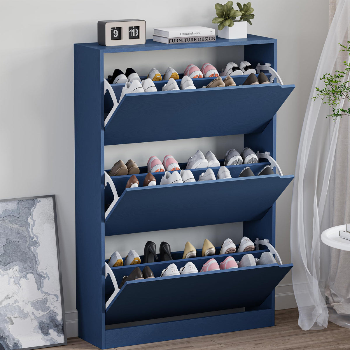 Shoe Cabinet with 3 Flip Drawers
