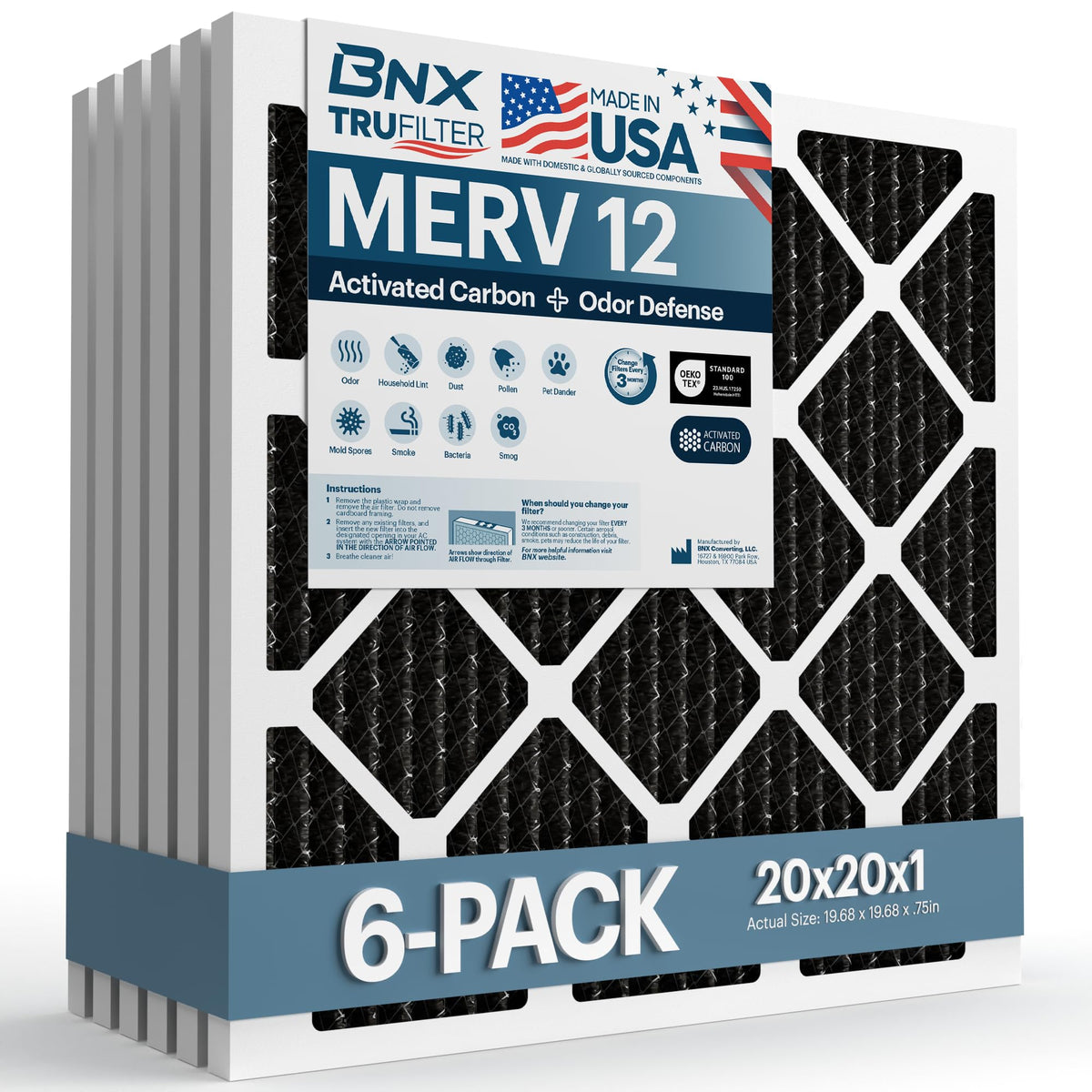 TruFilter 20x20x1 MERV 12 Odor Defense (6 Count)