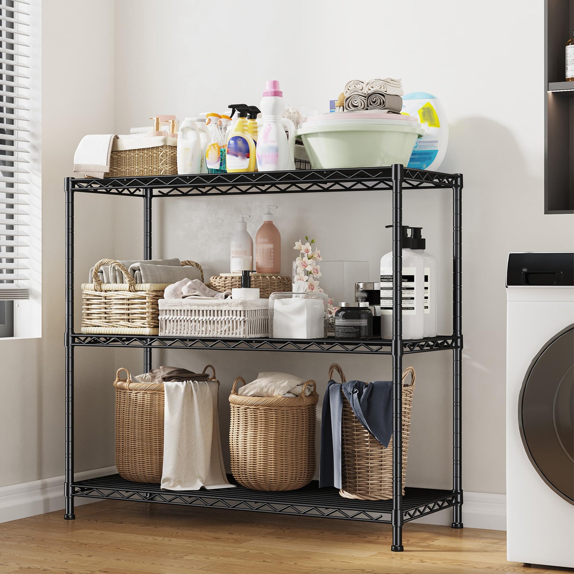 36.4"W 3 Tier Metal Shelving (2 Count)