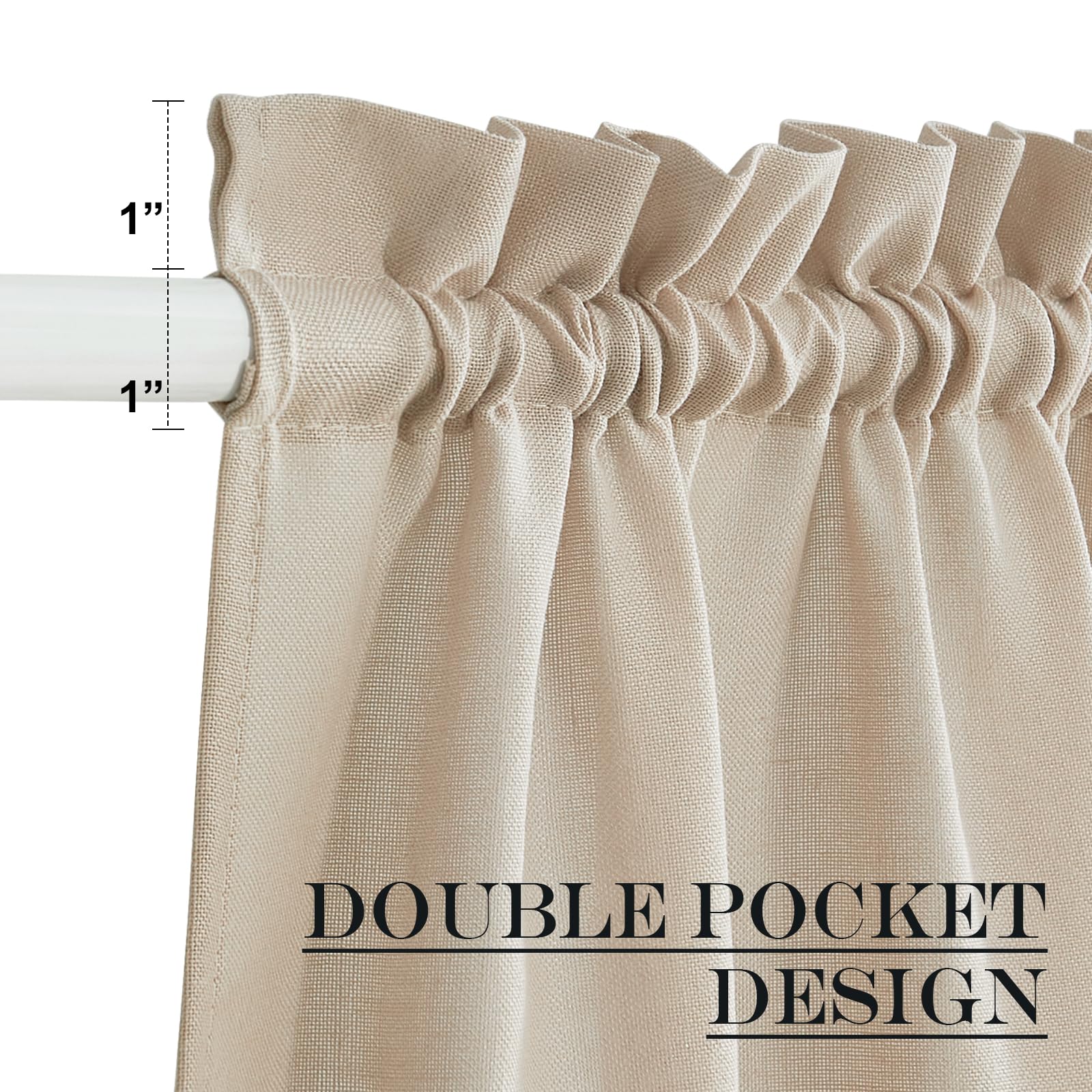 Anogra Linen Door Curtains 50 inch Length 1 Panel