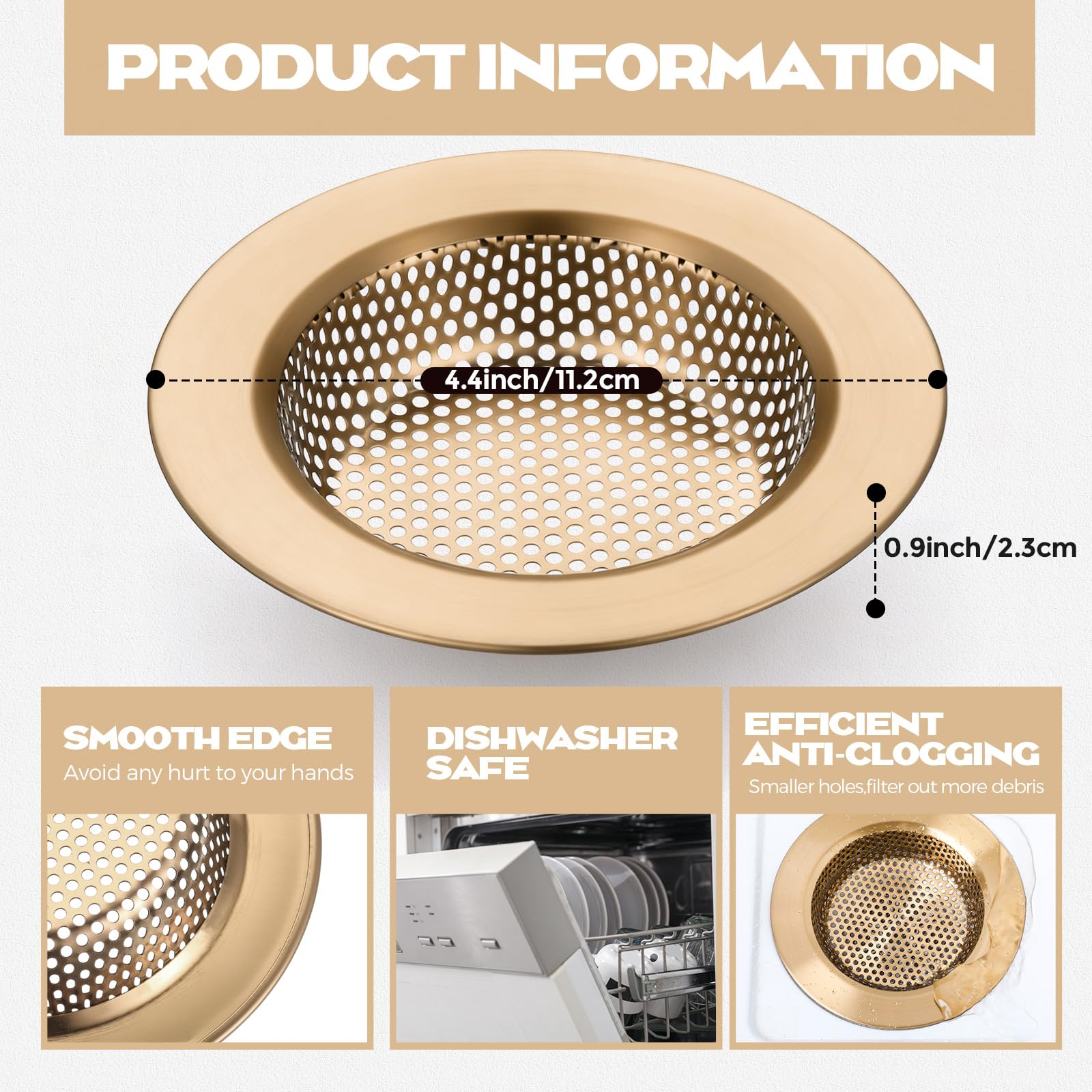 2 Pcs Kitchen Sink Drain Strainer 4.4 Inch (2 Count)