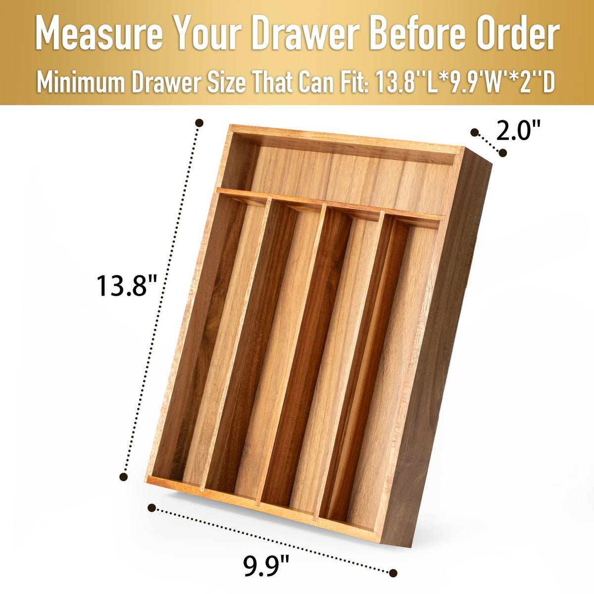 Silverware Organizer Acacia Kitchen Drawer Organizer Utensil Organizer Silverware Holder Cutlery Organizer in drawer Flatware Organizer Tray