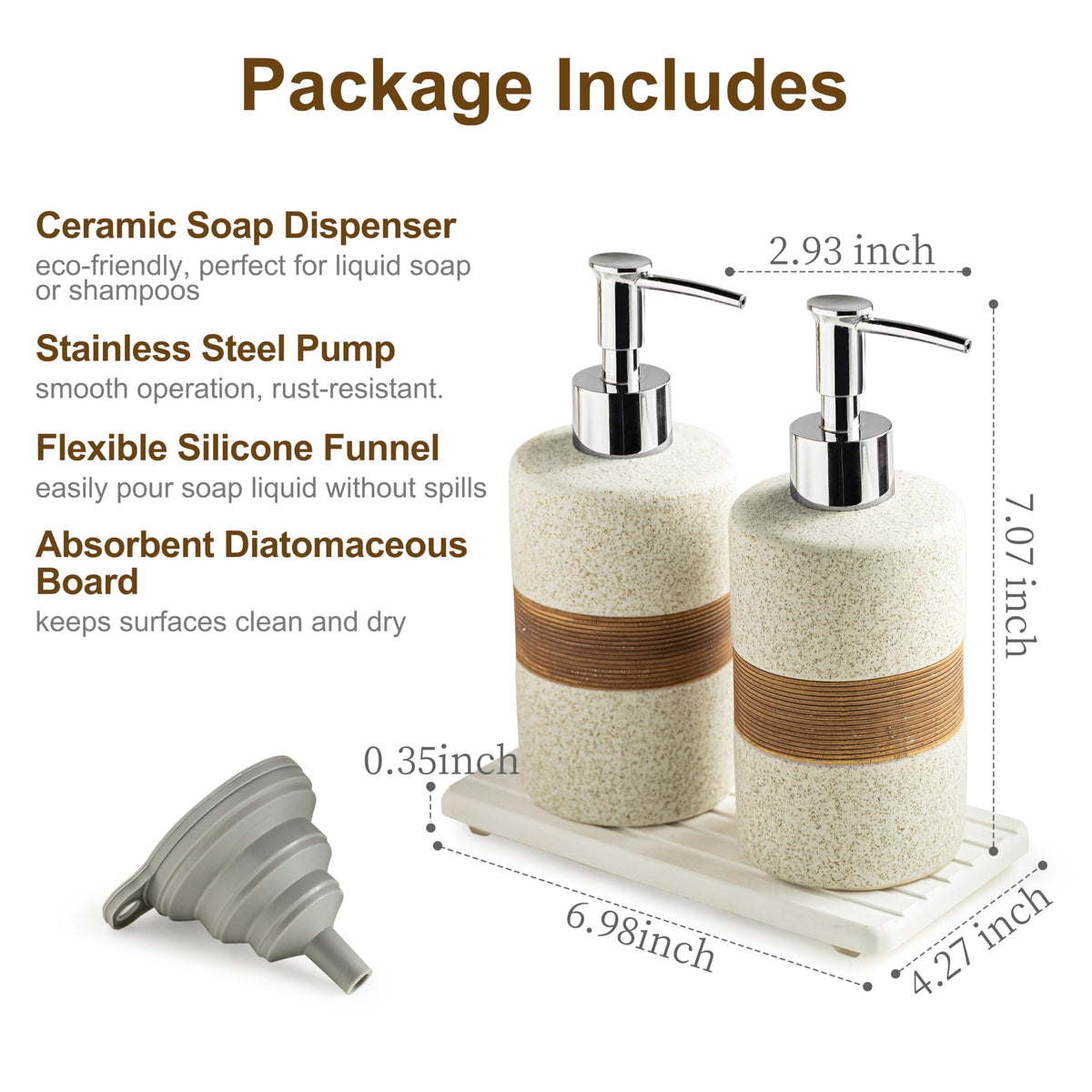 2 Pack Ceramic Soap Dispensers Set (2 Count)