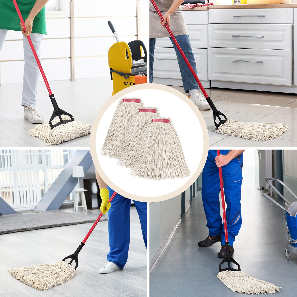 Matthew Cleaning 24oz 3Pack Cotton Floor Mop (3 Count) - ModHome Supplies