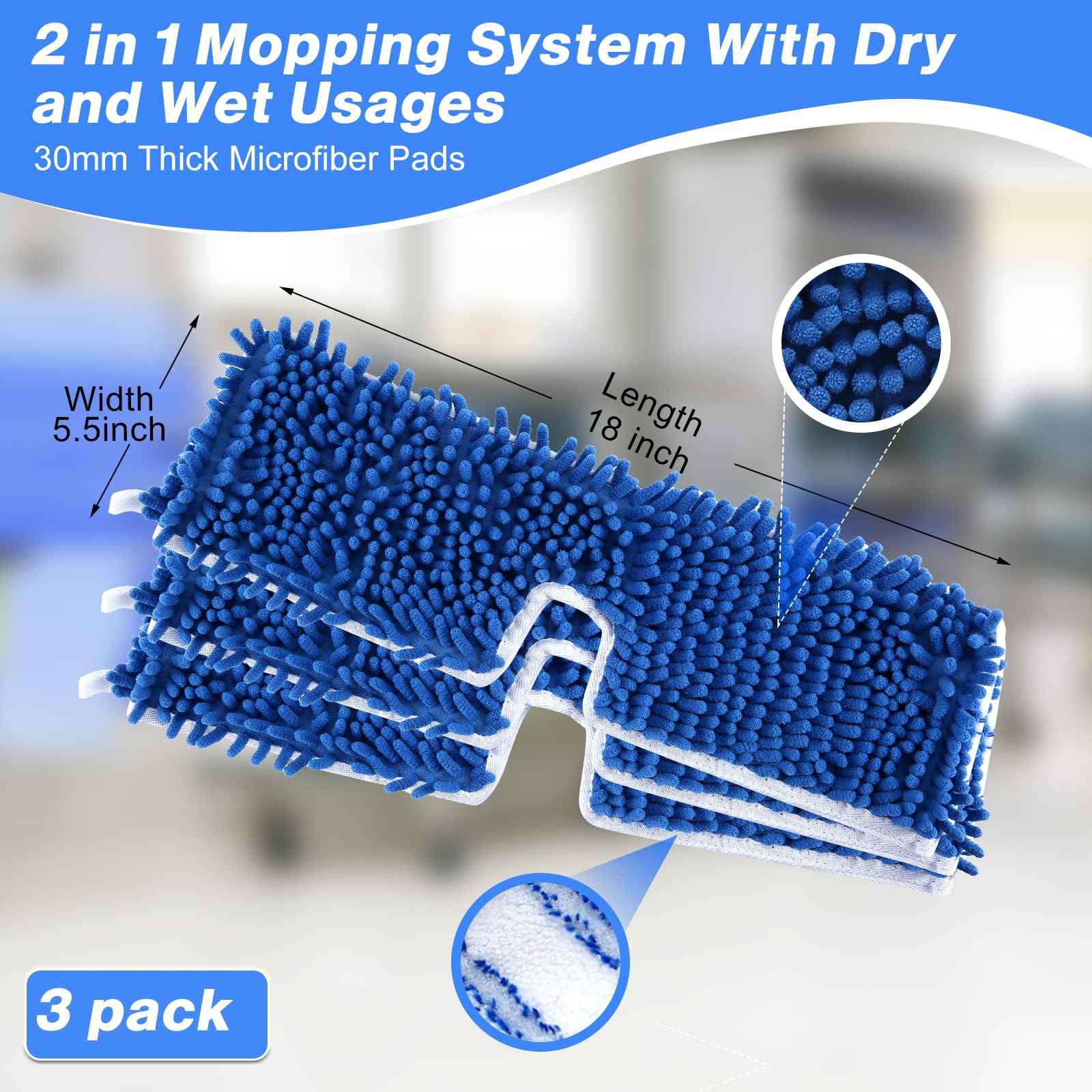 3 Pack Mop Heads Replacements Compatible with O (3 Count)