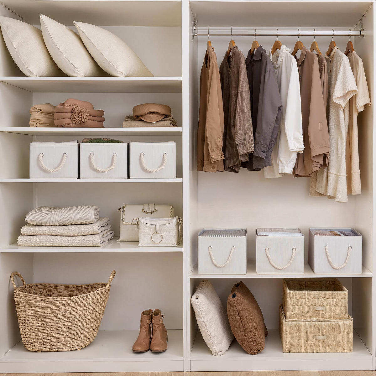 Fabric Storage Bins with Rope Handles (3 Count)