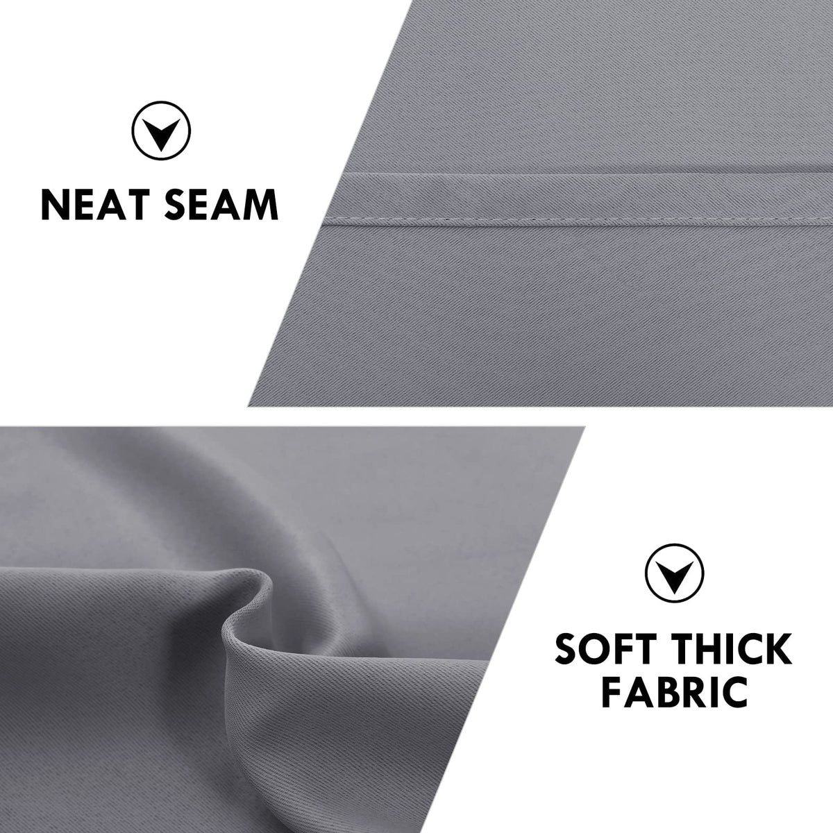 Blackout Curtains for Bedroom Living Room 38 x 72 Inch Long Grey (2 Count)